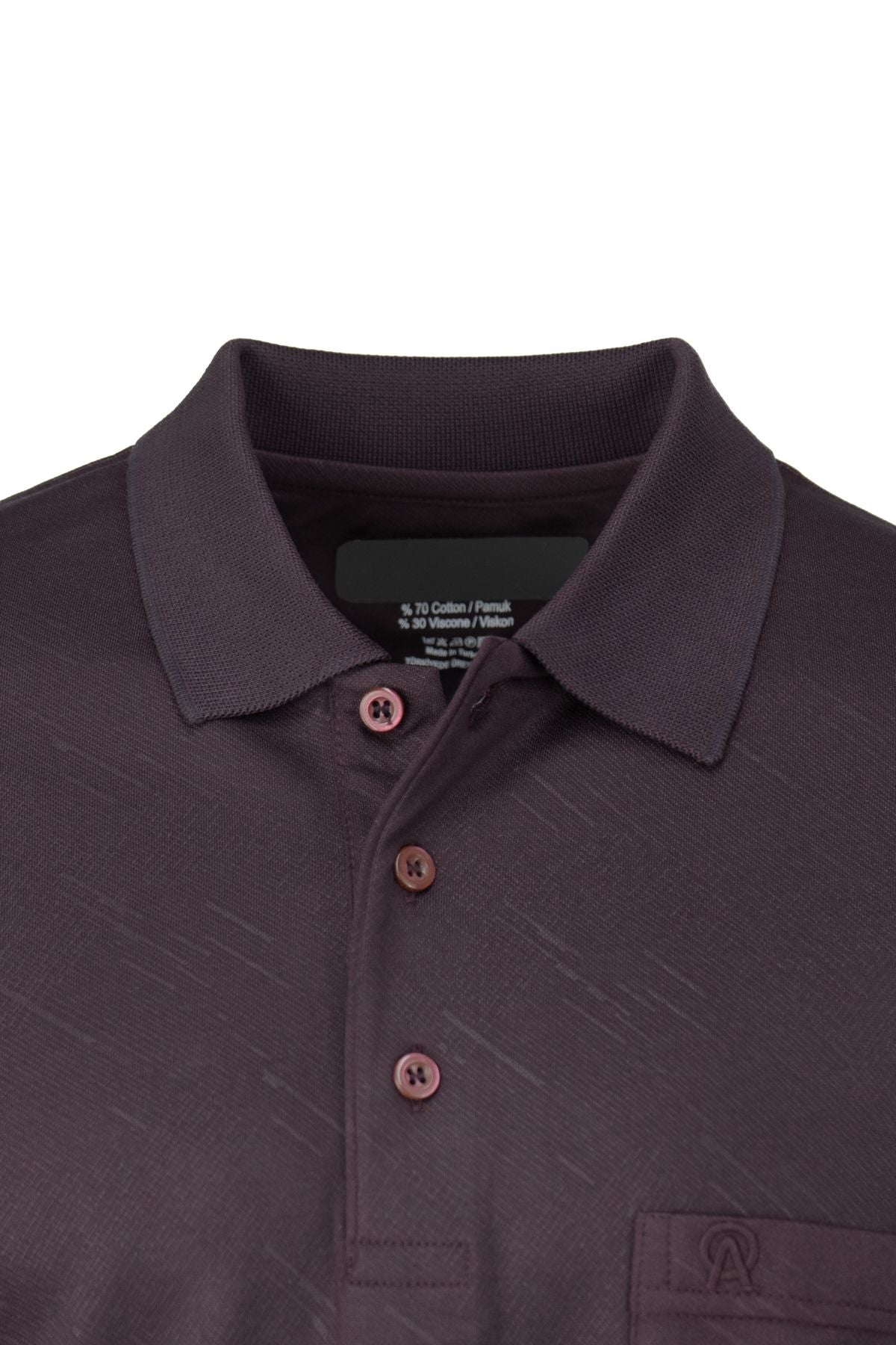 Erkek Pamuklu Merserize Kumaş T-Shirt Düğmeli Polo Yaka Cepli Kısa Kol Şık Desenli Tam Kalıp