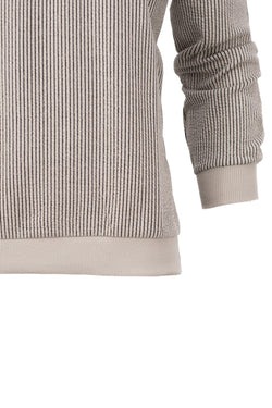 Erkek Mevsimlik Doğal Pamuklu Sweatshirt Bisiklet Yaka Çizgili Rahat Kesim Tam Kalıp