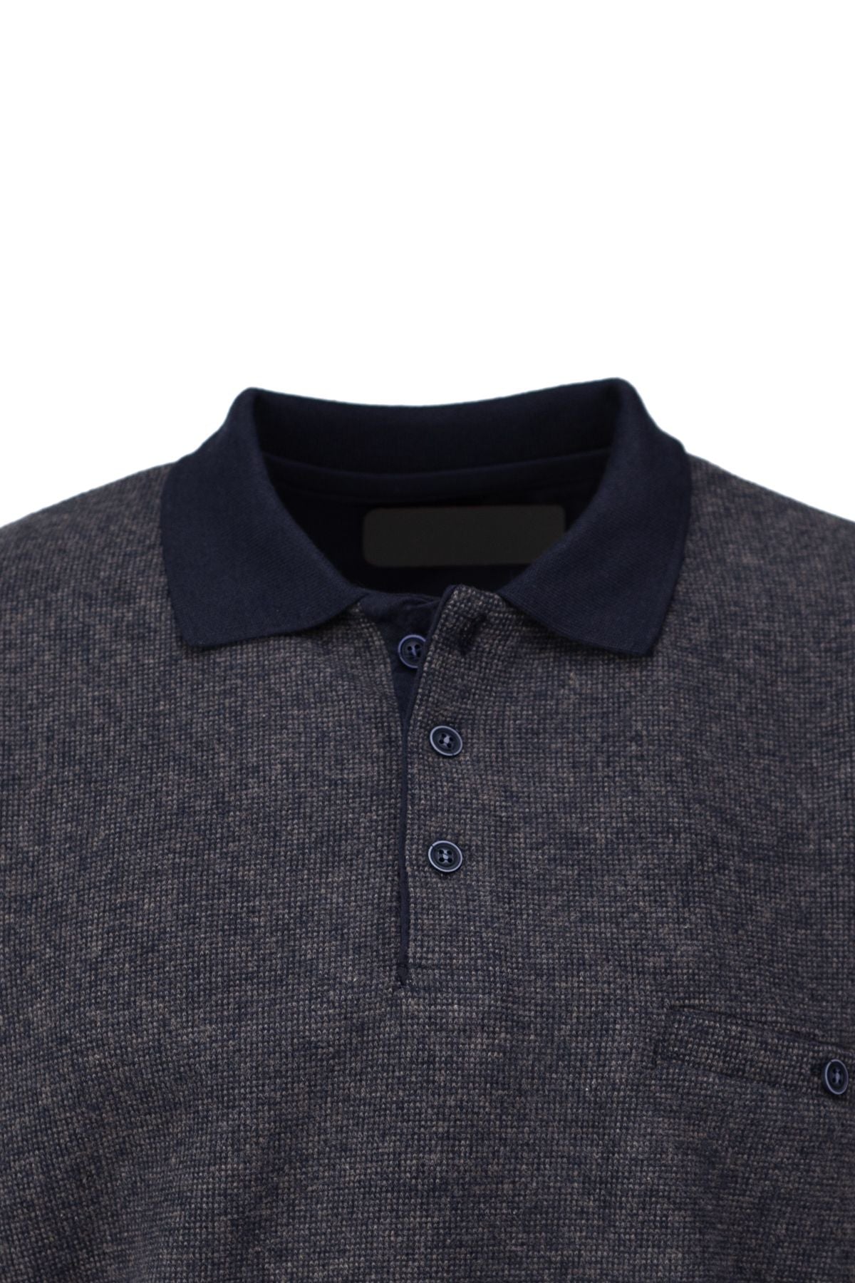 Erkek Kışlık Doğal Pamuklu Örme Polo Yaka Şardonlu Kazak Cepli Tam Kalıp Klasik Model