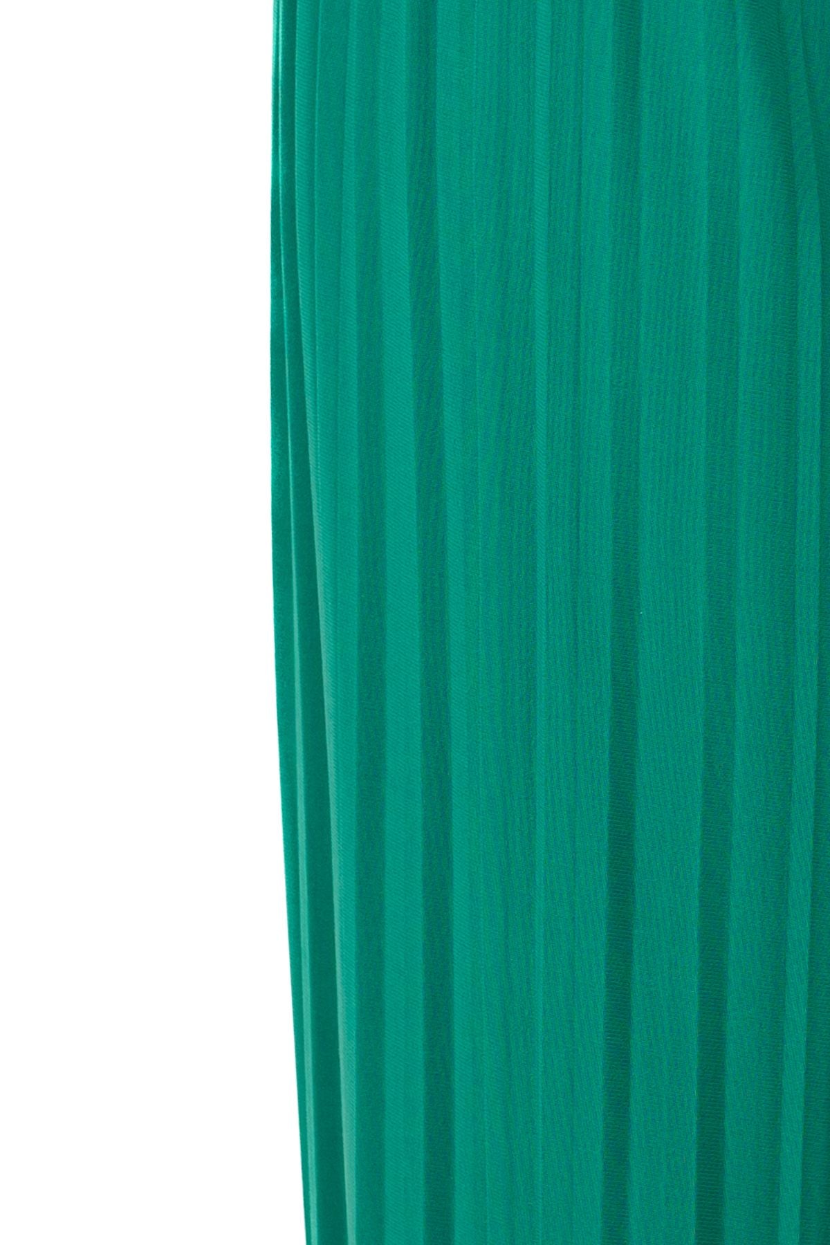 Kadın Butik Pantolon Etek Beli Lastikli Pilili Önden Parça Kumaş Detaylı Likralı Sandy Kumaş