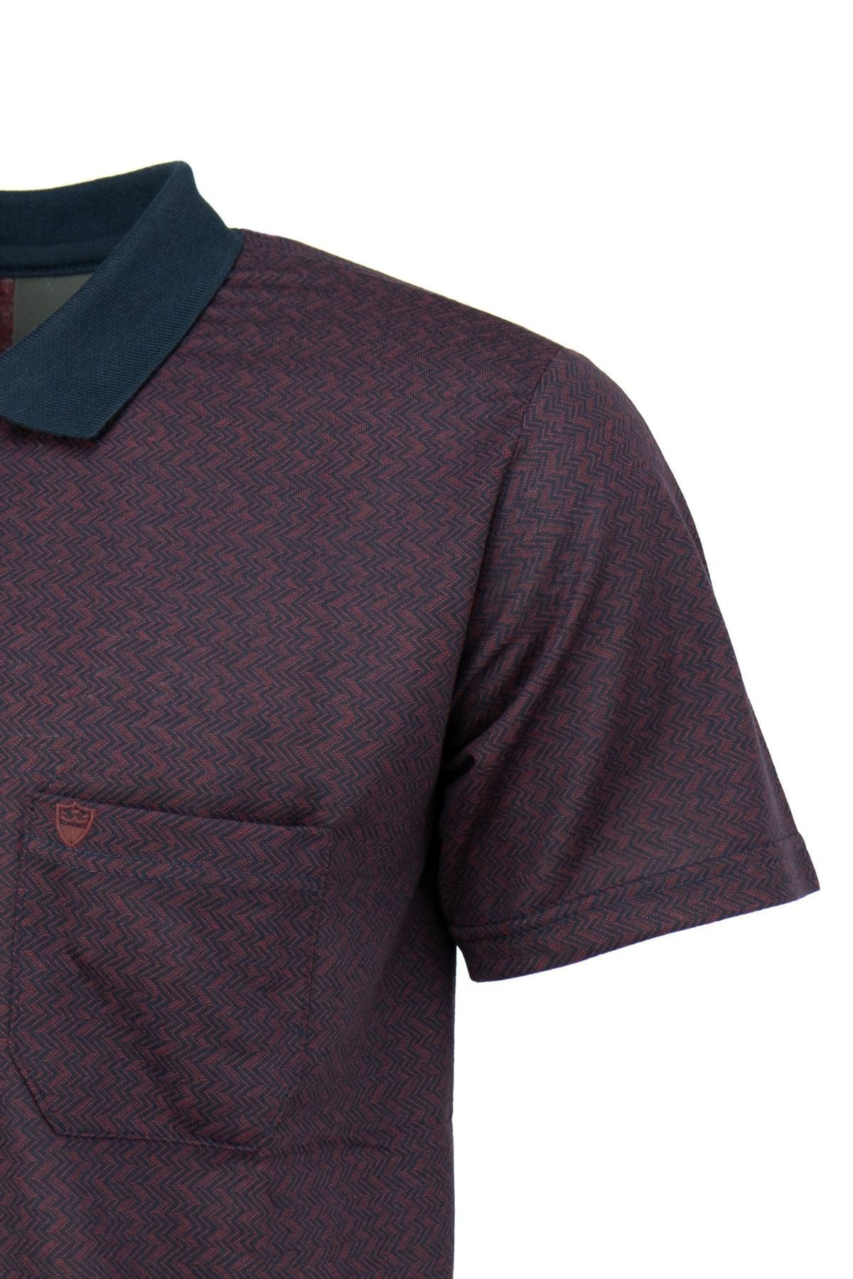 Erkek Polo Yaka Şık Desenli Cepli Kısa Kollu Rahat Tam Kalıp Premium Pamuklu Kumaş T-shirt