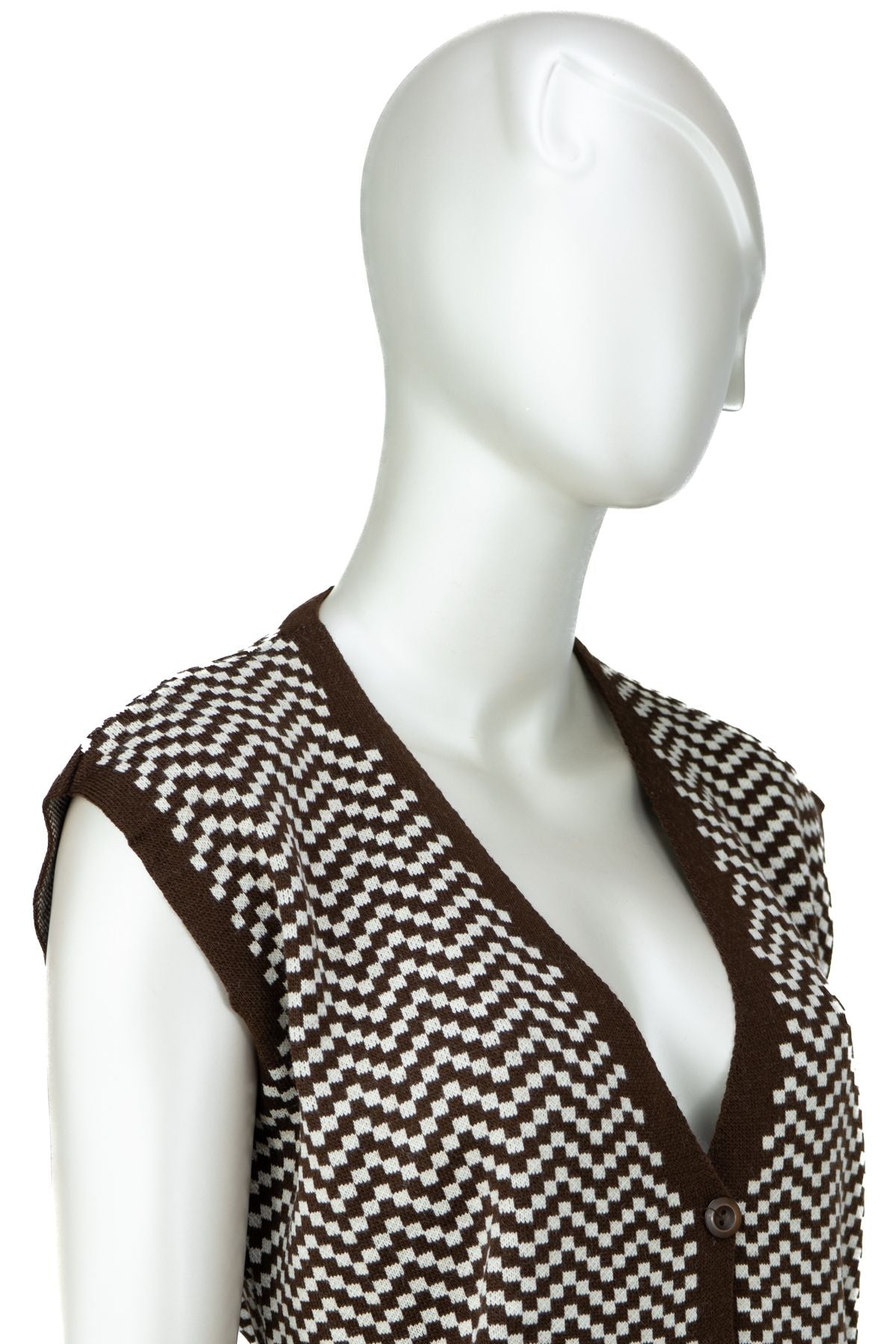 Kadın Kışlık Anne Yelek Pamuklu Triko Örme Klasik Akasya Motifli Önden Düğmeli Çift Cepli