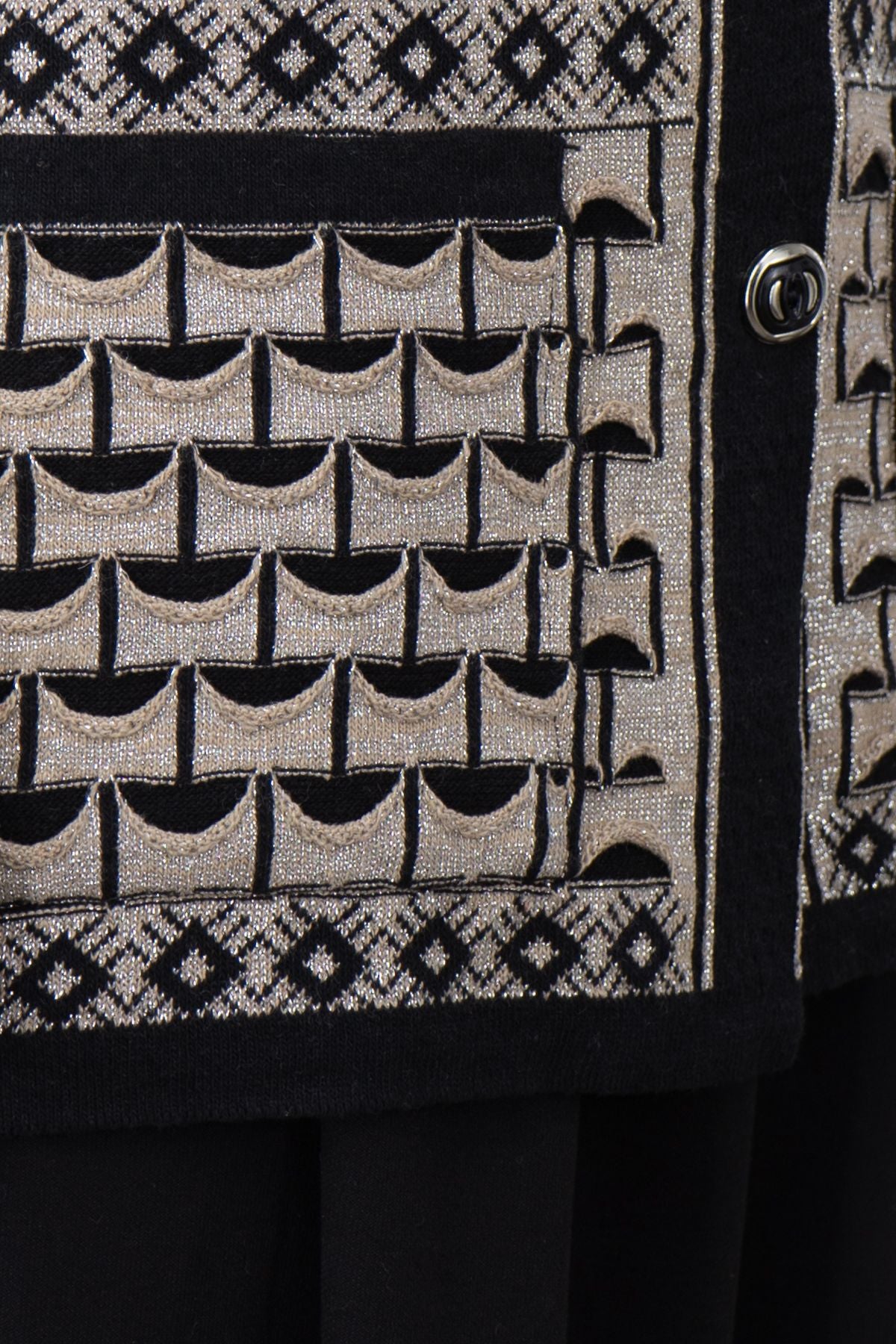 Kadın Kışlık Anne Yelek Pamuklu Triko Örme Şirin Simli Önden Düğmeli Çift Cepli Rahat Kesim