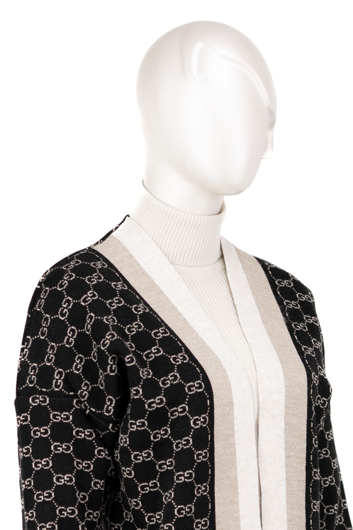 Kadın Kışlık Boydan Marka Harf Desenli Kapamasız RahatKesim Uzun Kol Triko Dokuma Uzun Hırka