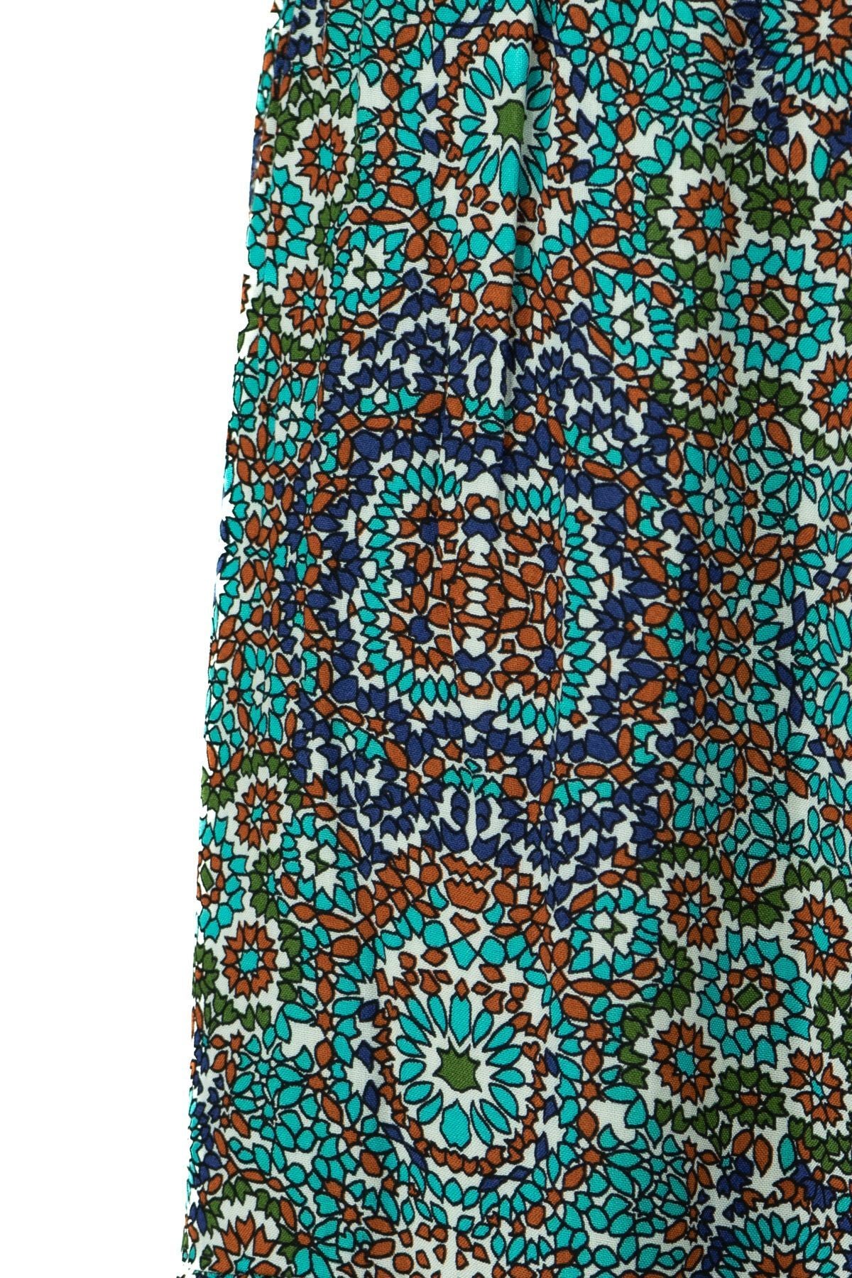 Kadın Anne Parçalı Etek Dokuma Viskon Kumaş Pastelim Çiçeği Desenli Rahat Kesim Tam Kalıp