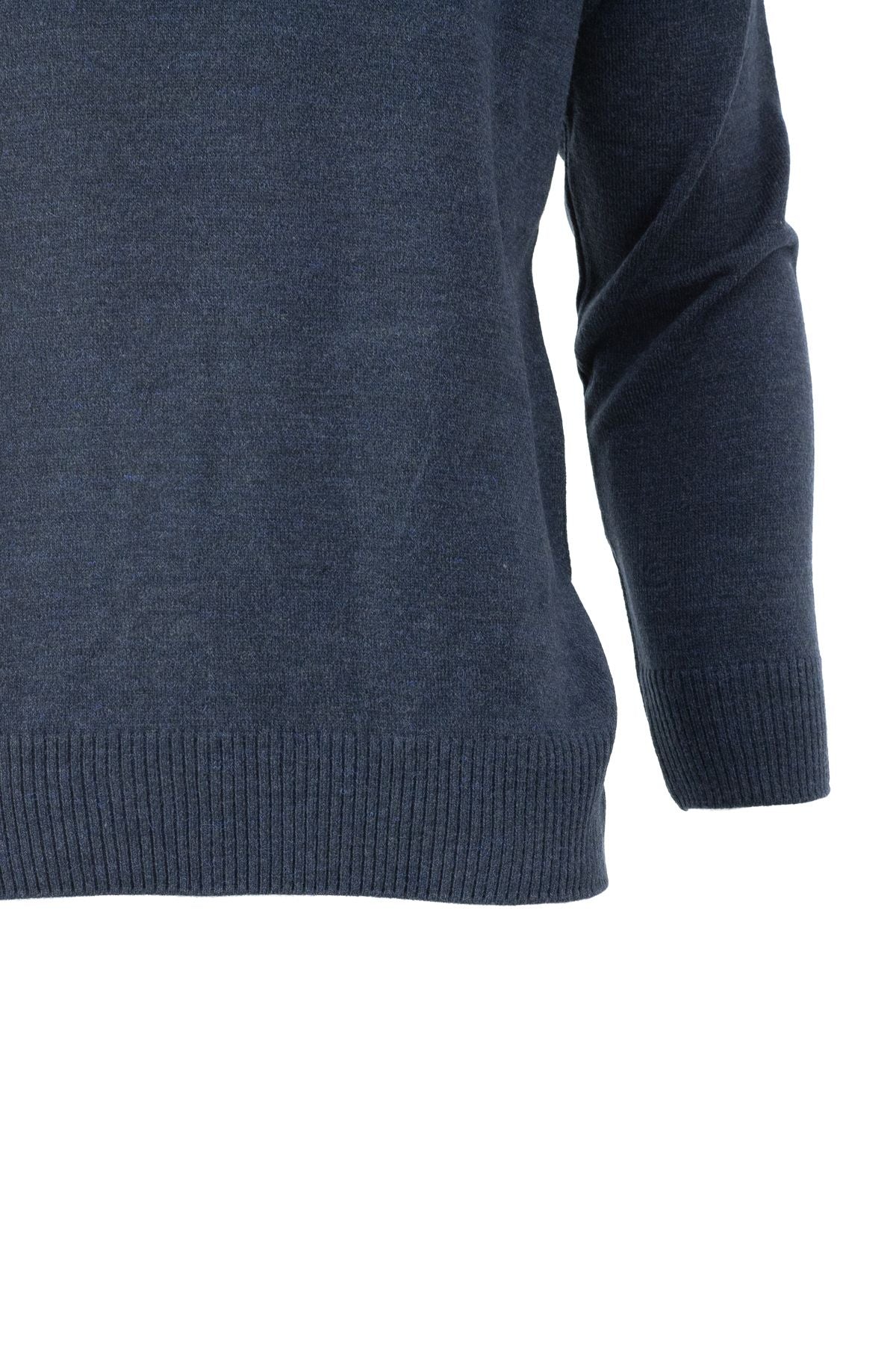 Erkek Kışlık Düz Renk Polo Yaka Rahat Kesim Likralı Uzun Kollu Kalın Yünlü Dokuma Kazak