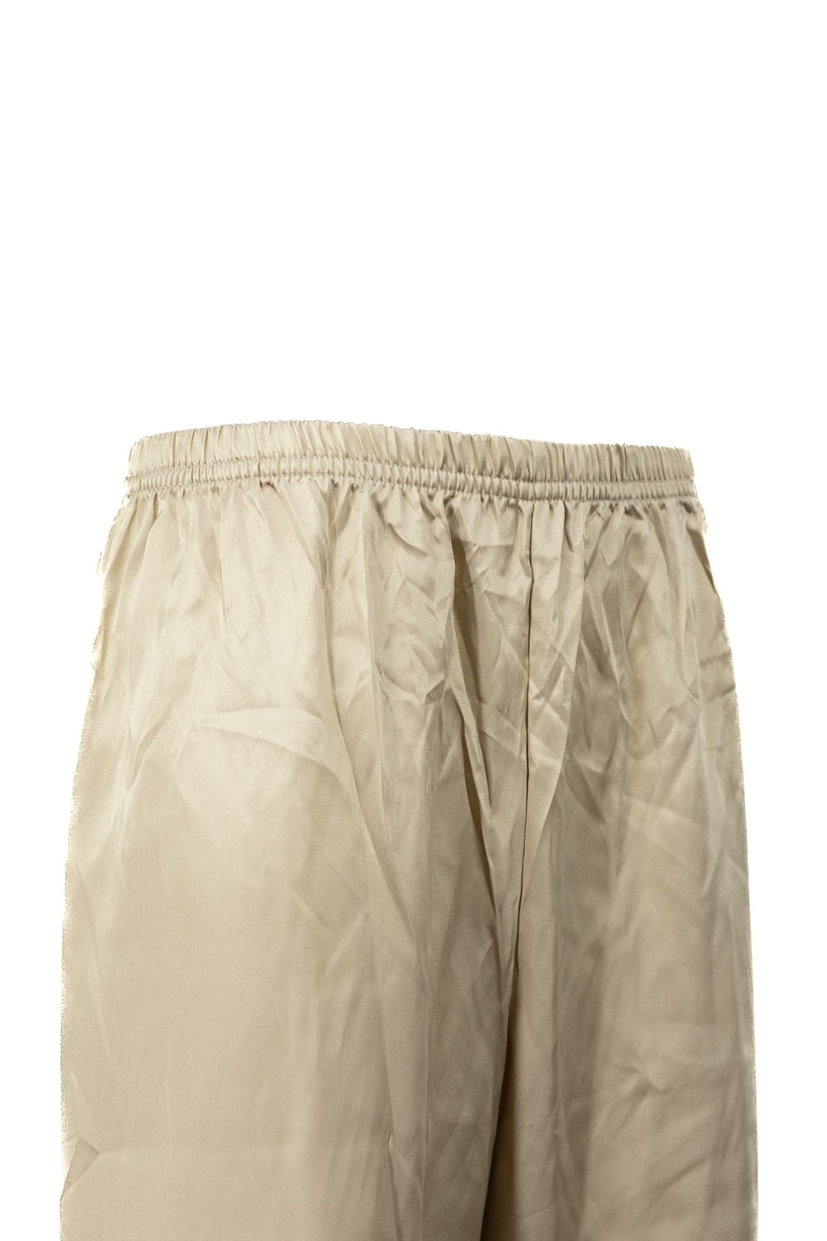 Erkek Saten Kumaş Pijama Pantolon Düz Renk Beli Lastikli Cepsiz Geniş Paça Rahat Kesim