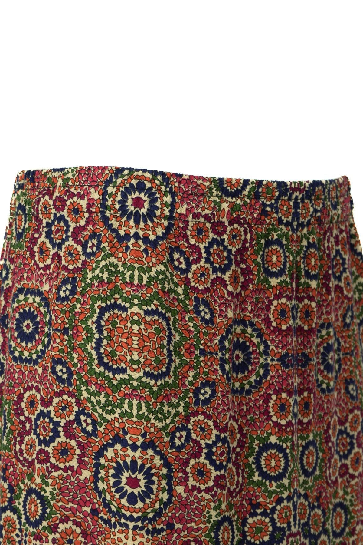 Kadın Anne Parçalı Etek Dokuma Viskon Kumaş Pastelim Çiçeği Desenli Rahat Kesim Tam Kalıp