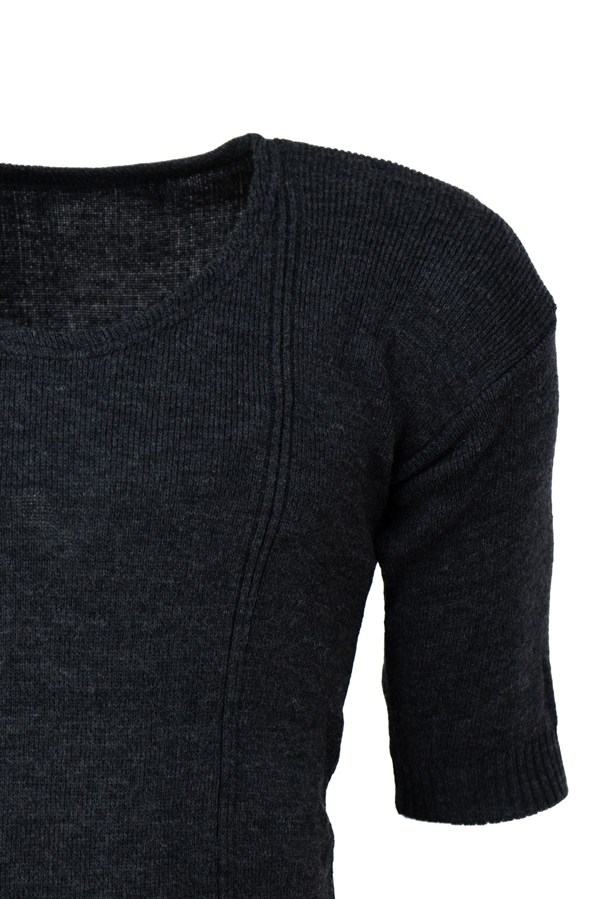 Erkek Kışlık %100 Yün Termal Fanila Kısa Kollu Kalın Klasik Yün Örme Düz Renk Sıcak Tutar