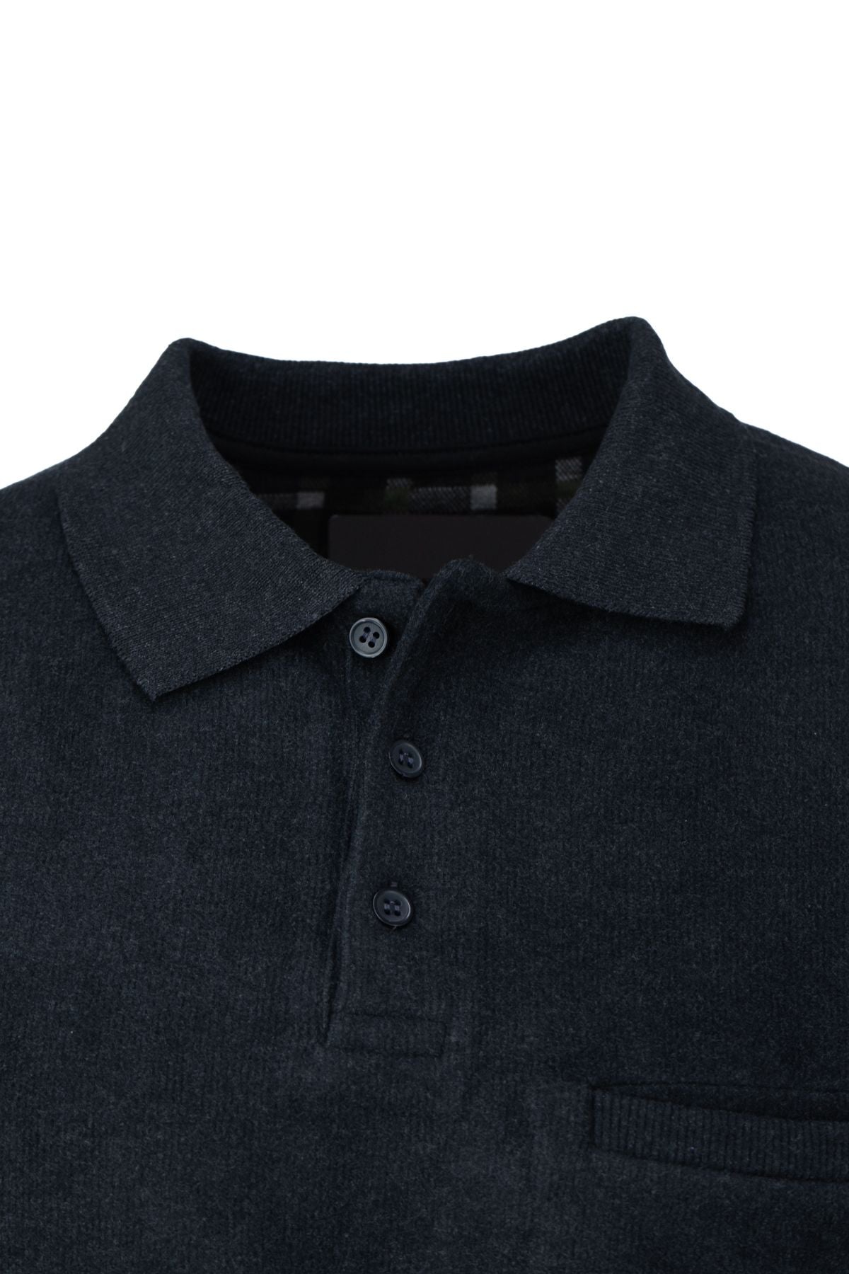 Erkek Kışlık Polo Yaka Kazak Pamuklu Örme Şardonlu Selanik Düğmeli Cepli Rahat Tam Kalıp