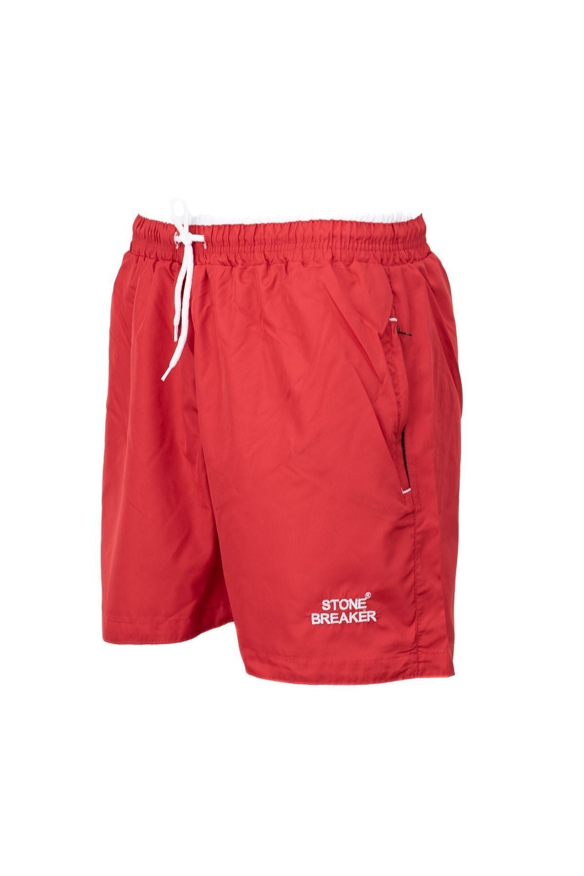 Erkek Deniz Şortu Lastikli Bağcıklı Cepli Şık Logolu File Astarlı Su Tutmayan HafifKumaş