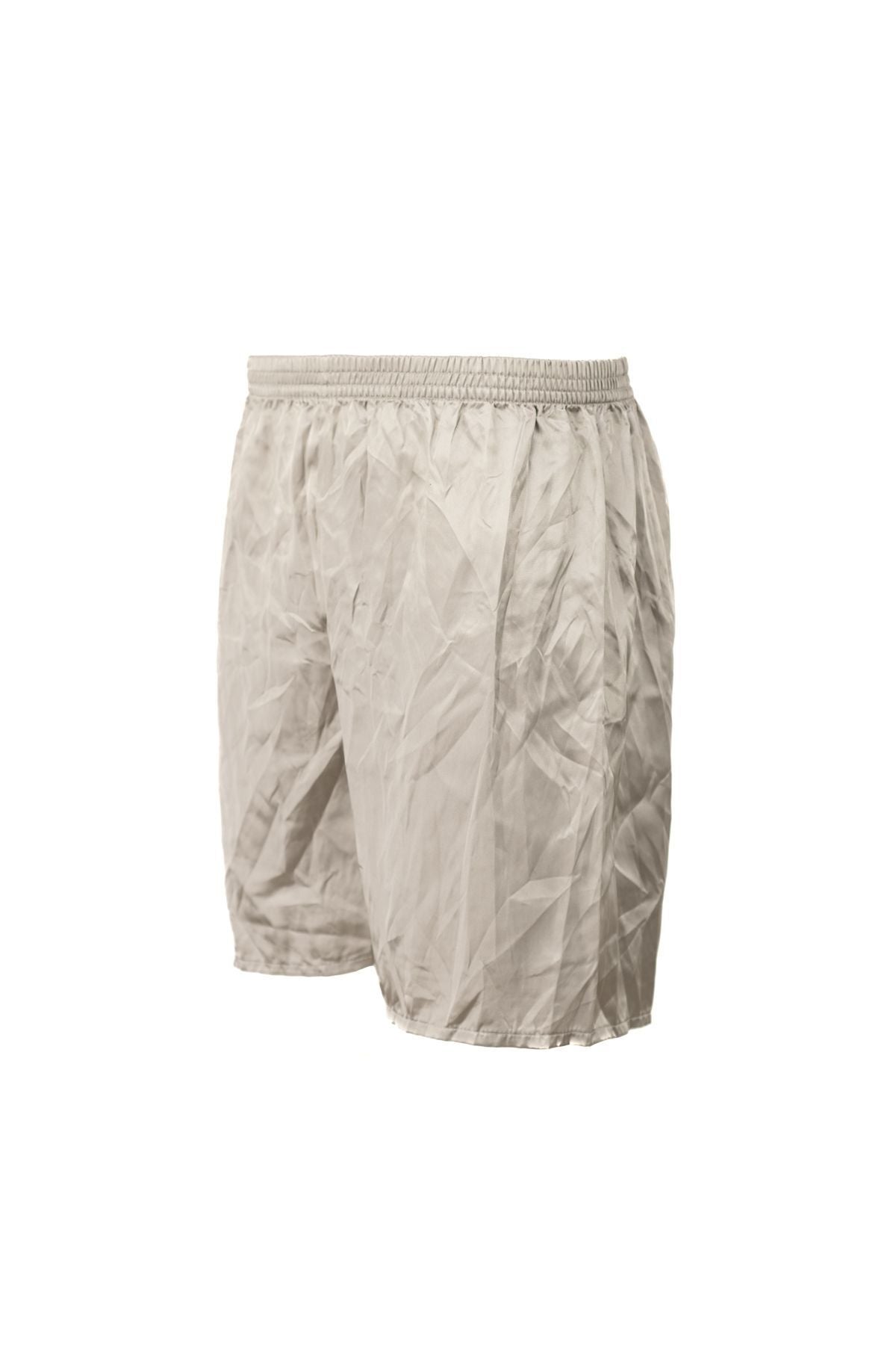 Erkek Saten Kumaş Şort Düz Renk Beli Lastikli Cepsiz Hafif Kumaş