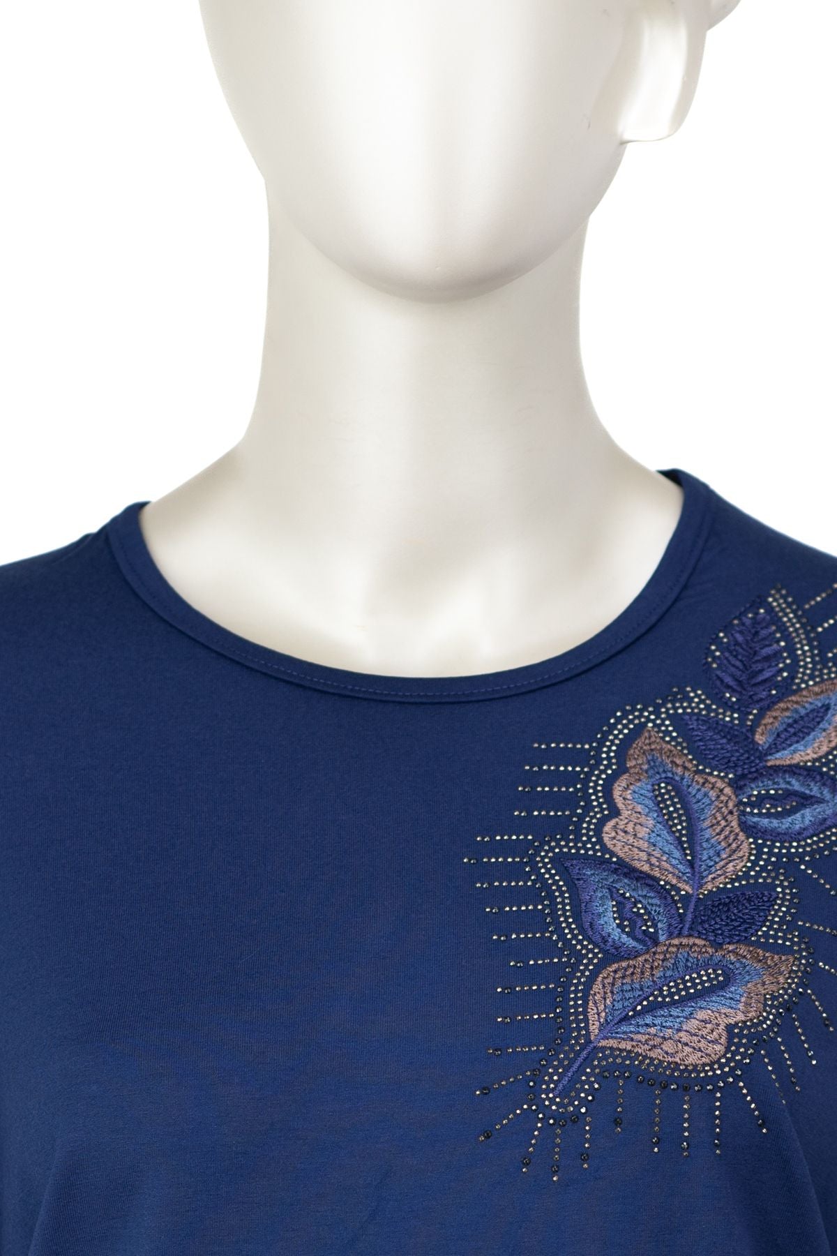 Kadın Turlu Viskon Penye Kumaş Anne Bluz Elmas Taşlı ve Nakışlı Likralı Tam Kalıp