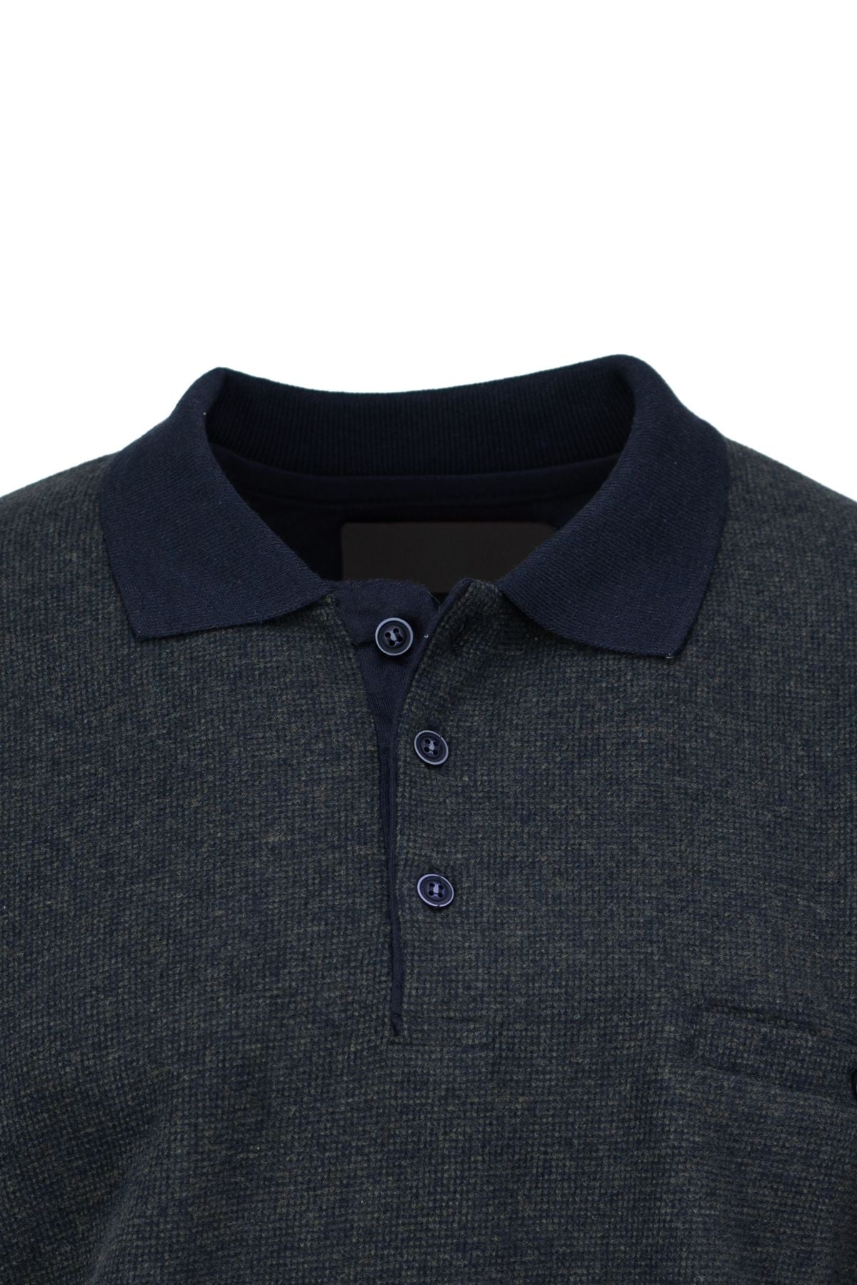 Erkek Kışlık Doğal Pamuklu Örme Polo Yaka Şardonlu Kazak Cepli Tam Kalıp Klasik Model