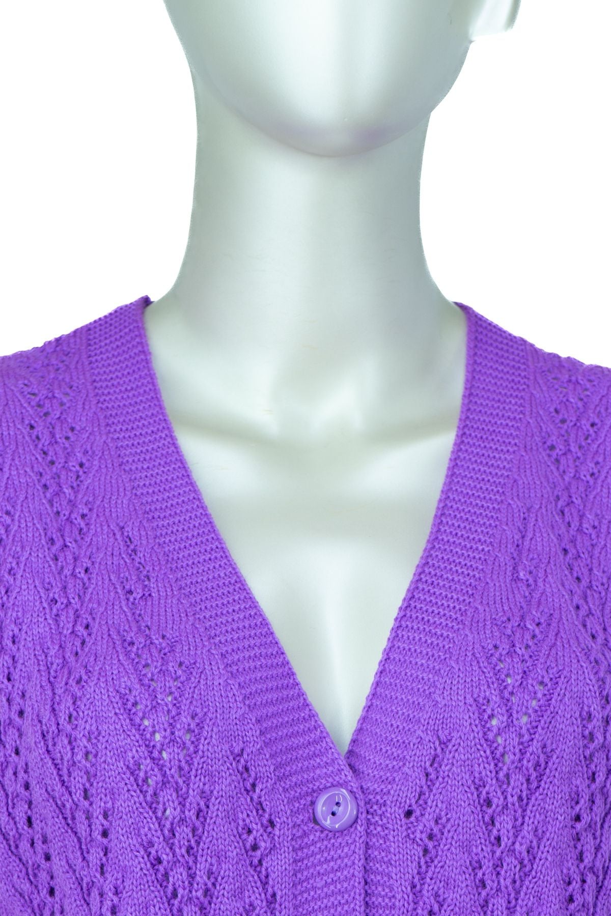 Kadın Kışlık Pamuklu Triko Klasik Örme Anne Yelek Kilim Örgü Model Önden Düğmeli Çift Cepli