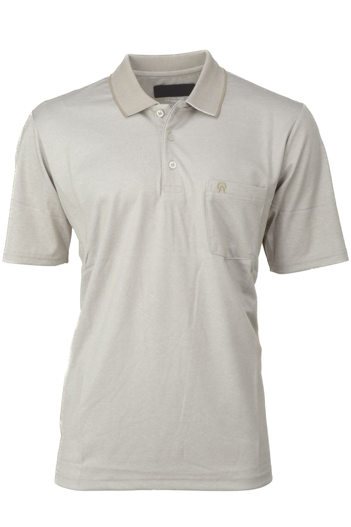 Erkek Pamuklu Merserize Kumaş T-Shirt Düğmeli Polo Yaka Cepli Kısa Kol Şık Desenli Tam Kalıp