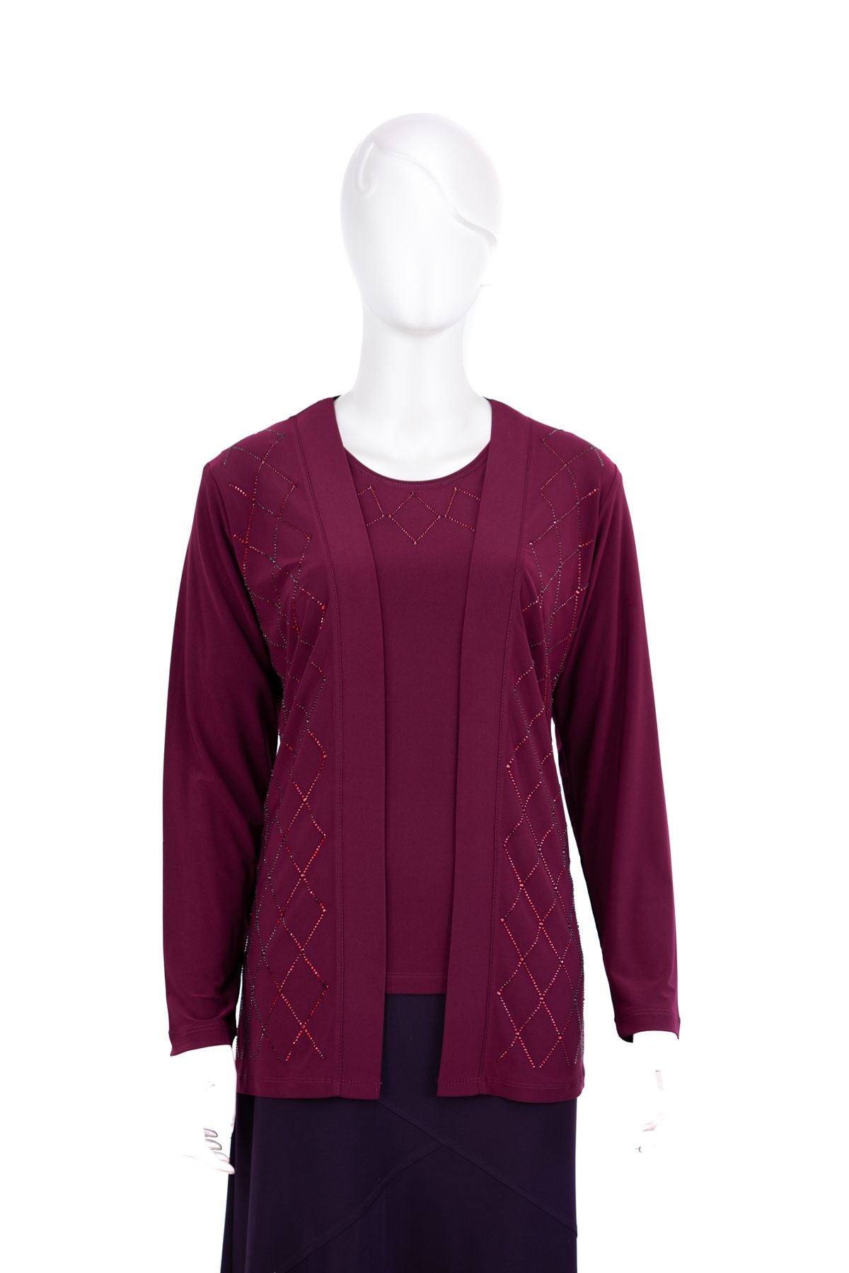 Kadın Likralı Sandy Kumaş 2 Li Anne Takım Önü Şık ve Modern Taşlı Tam Kalıp Likralı