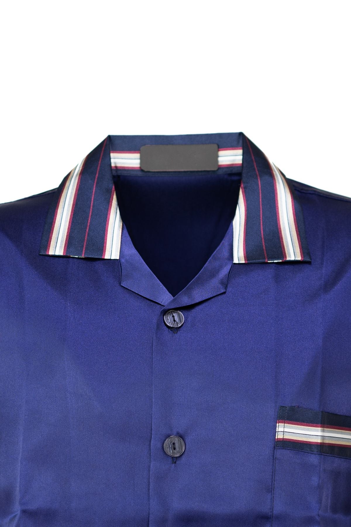 Erkek Klasik Model Pijama Takımı Premium ipeksi Saten Kumaş Çizgili Şortlu Cepli Tam Kalıp