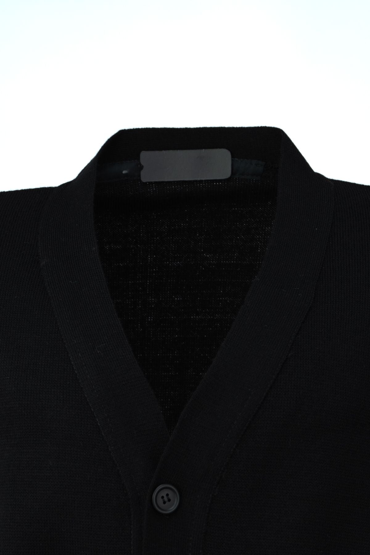 Erkek Kışlık Kalın Yünlü Örme Triko Yelek Düz Motifli Düğmeli Çift Cepli Rahat Kesim V Yaka