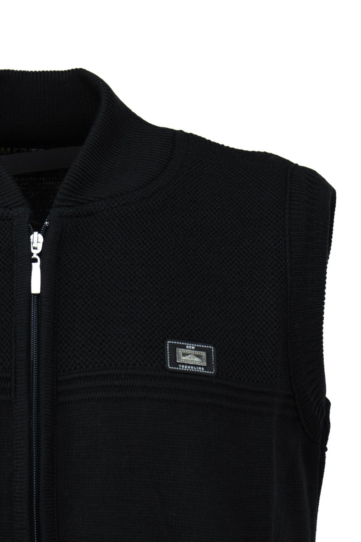 Erkek Kışlık Kalın Yünlü Örme Triko Yelek Şık Motifli Fermuarlı Çift Cepli Rahat Hakim Yaka