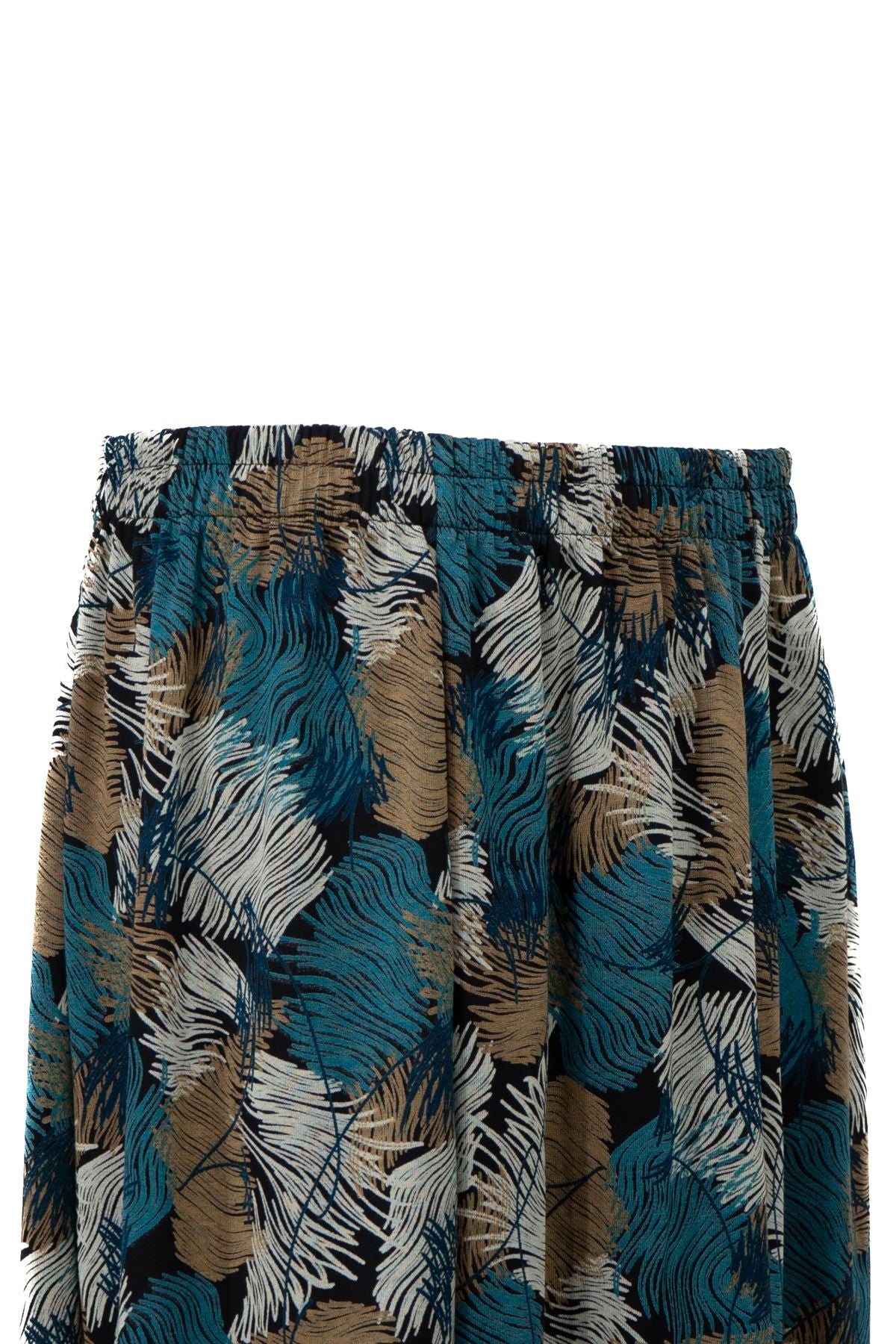 Kadın Anne Parçalı Etek Viskon Kumaş Elifim Desenli Beli Lastikli Düz Renk Rahat Kesim