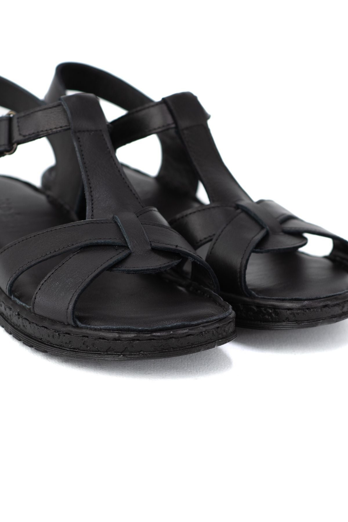 Kadın Hakiki Gerçek Deri Kauçuk Taban Sandalet Ortopedik Comfort Model Tam Kalıp