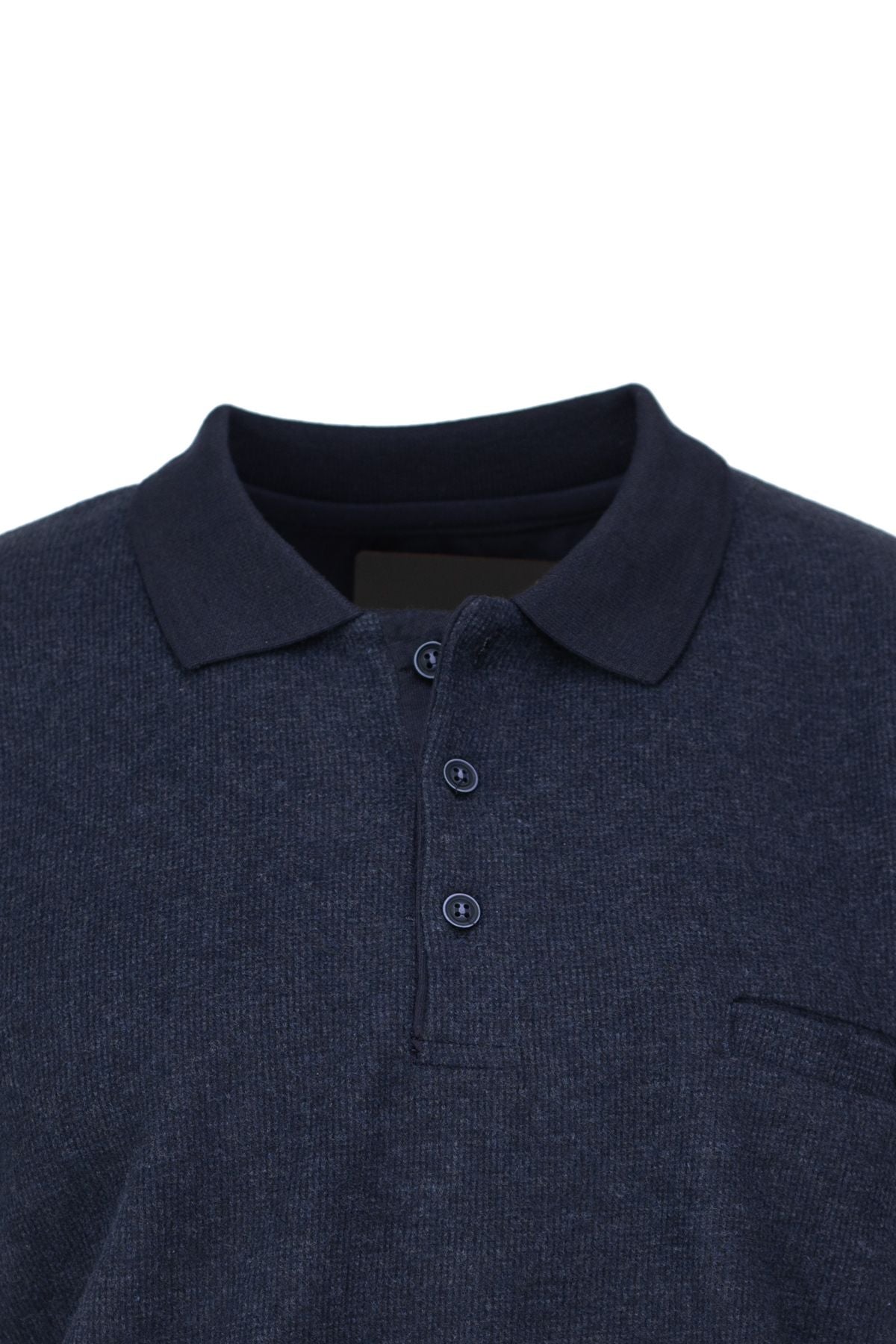 Erkek Kışlık Doğal Pamuklu Örme Polo Yaka Şardonlu Kazak Cepli Tam Kalıp Klasik Model