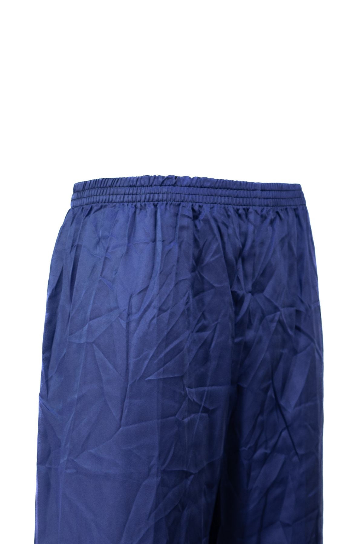 Erkek Saten Kumaş Pijama Pantolon Düz Renk Beli Lastikli Cepsiz Geniş Paça Rahat Kesim