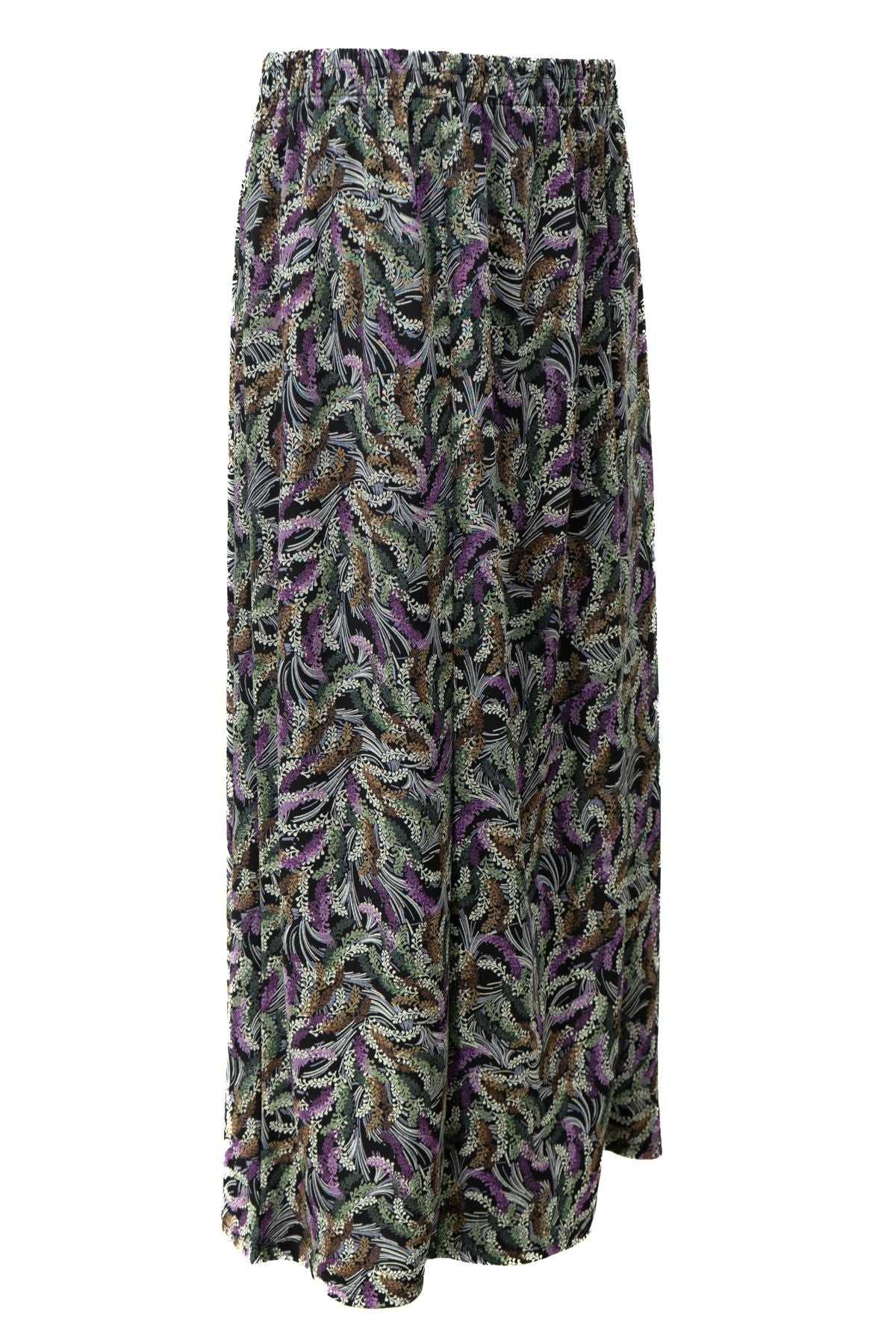 Kadın Anne Parçalı Etek Viskon Kumaş Sümbülüm Desenli Beli Lastikli Düz Renk Rahat Kesim