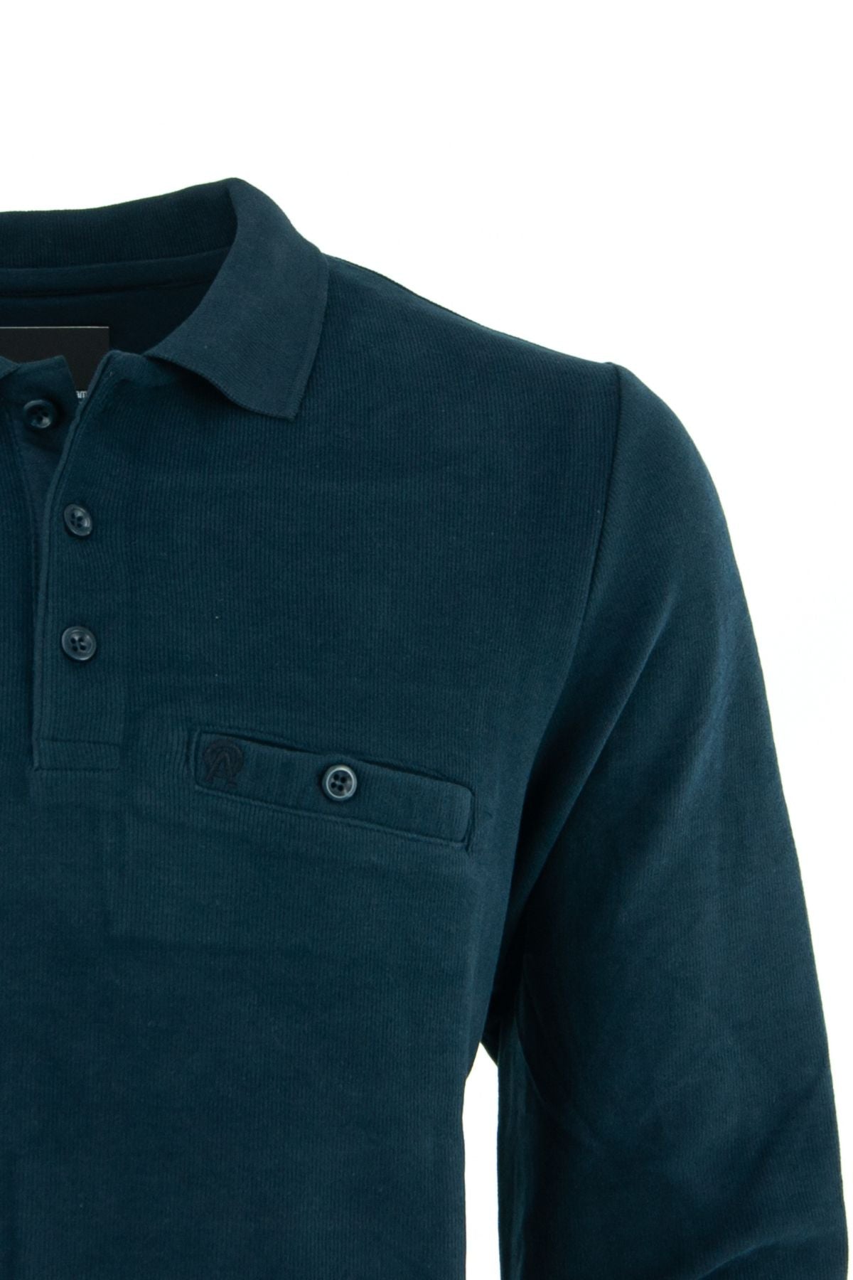 Erkek Kışlık Düğmeli Polo Yaka Düz Renk Armalı Fileto Cepli Likralı Pamuklu Dokuma Kazak