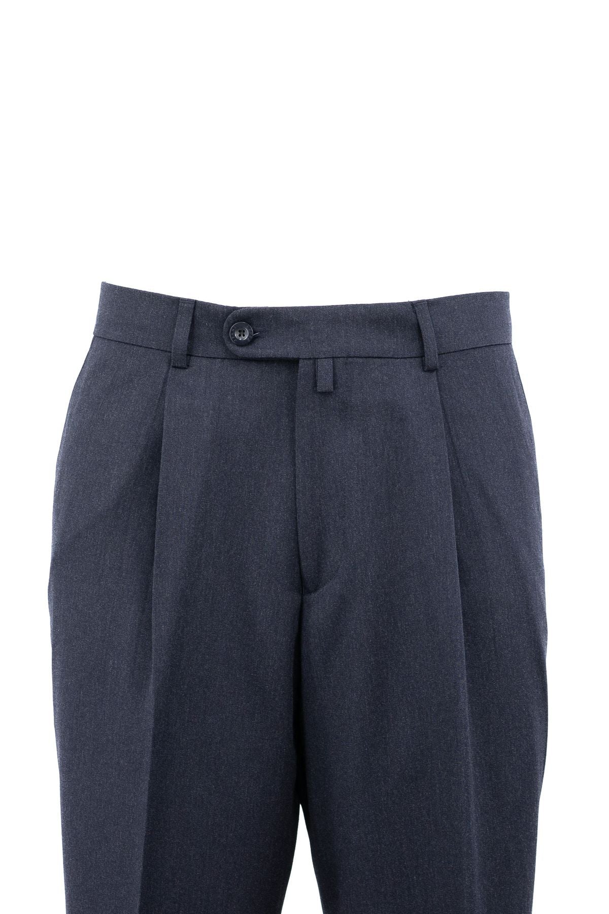 Erkek Mevsimlik Düz Paça Yanlardan Cepli Pilili Rahat Kesim Tam Kalıp Klasik Kumaş Pantolon