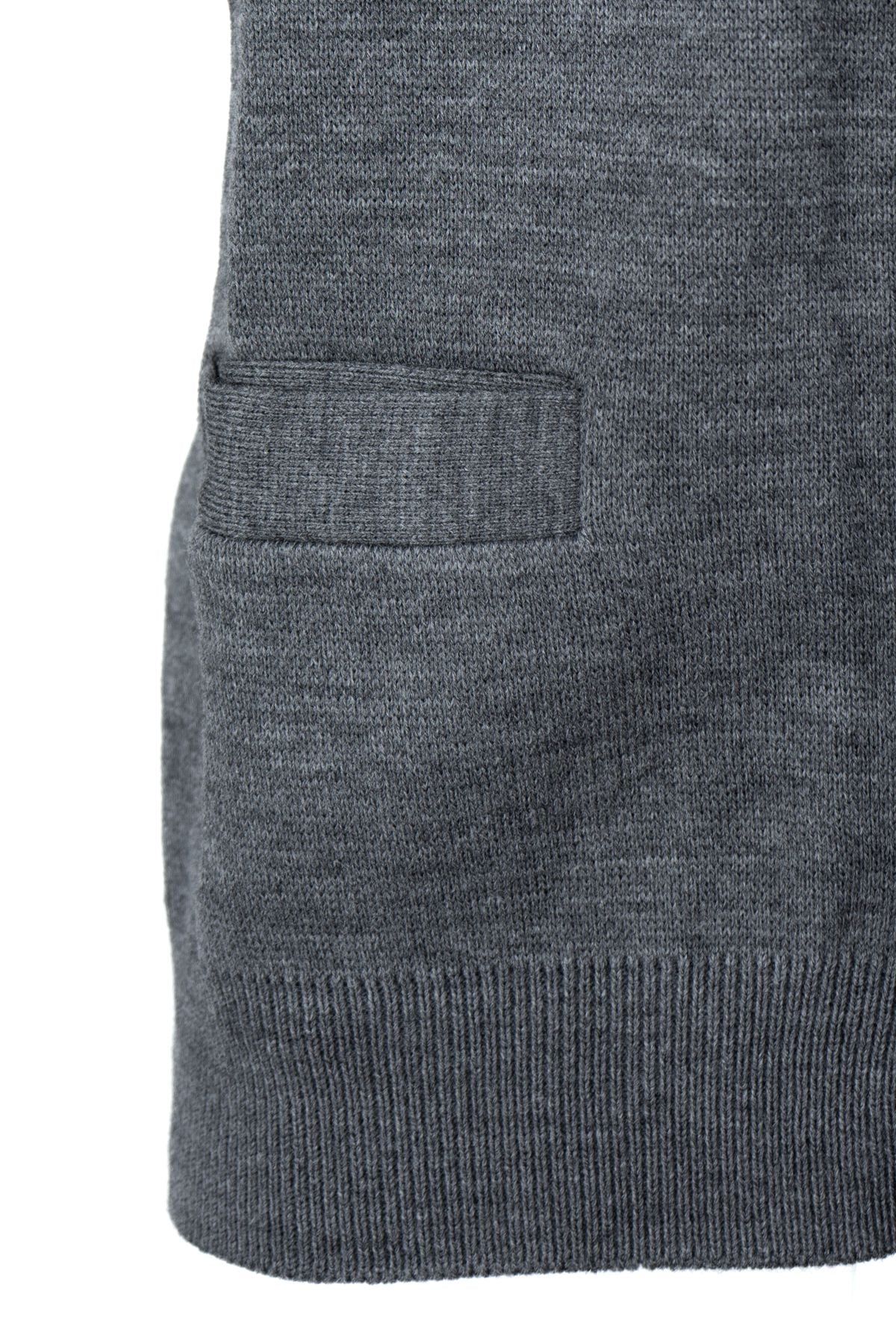 Erkek Kışlık Kalın Yünlü Örme Triko Yelek Düz Motifli Düğmeli Çift Cepli Tam Kalıp V Yaka