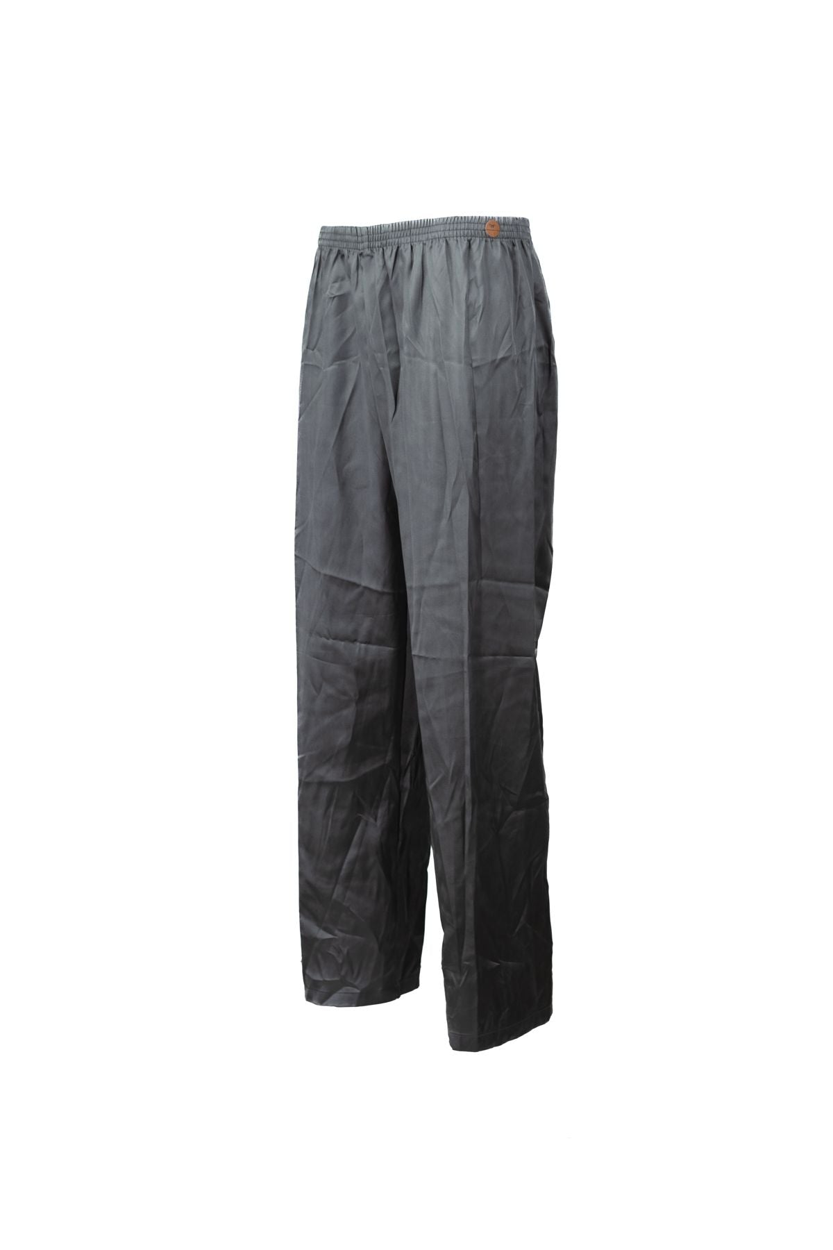 Erkek Saten Kumaş Pijama Pantolon Düz Renk Beli Lastikli Cepsiz Geniş Paça Rahat Kesim