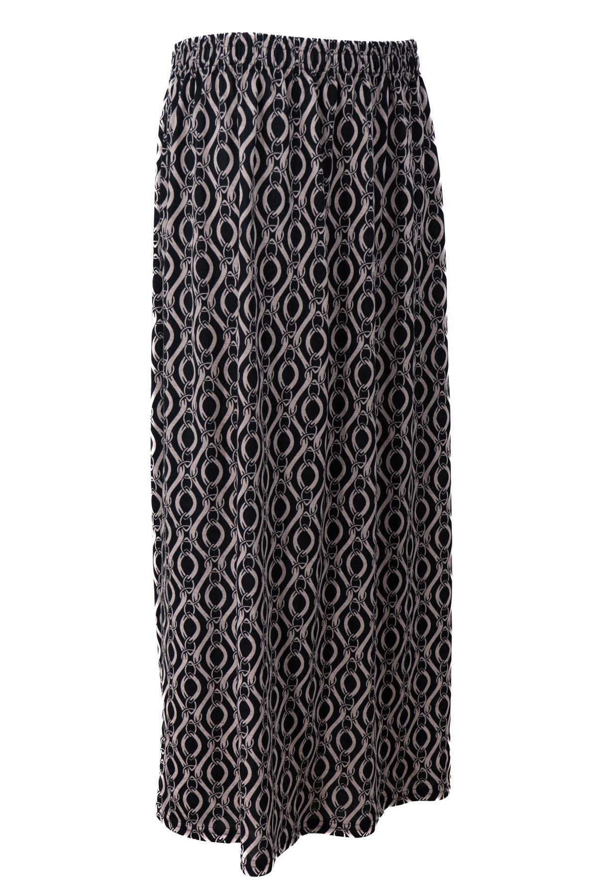 Kadın Kışlık Anne Etek Viskon Kumaş Manzara Desenli Beli Lastikli Rahat Kesim Tam Kalıp