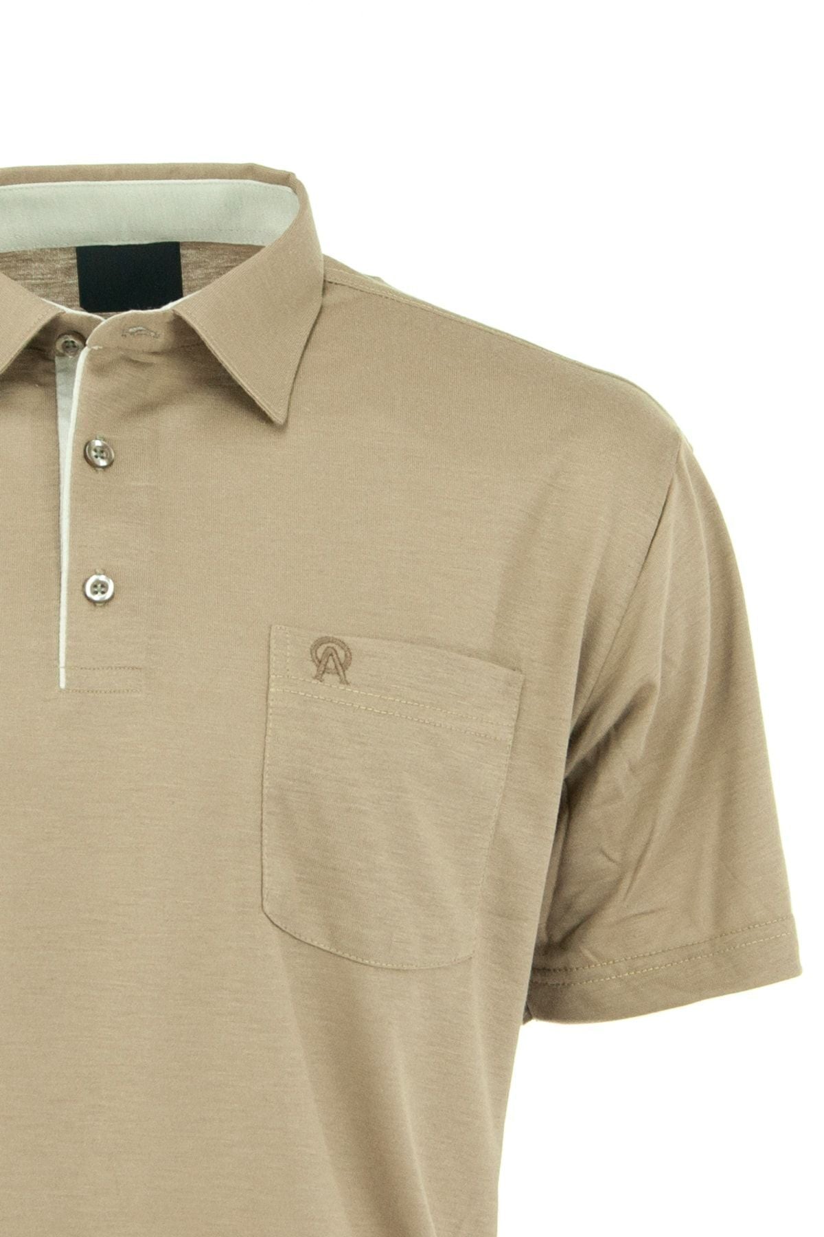 Erkek Cepli Kısa Kollu Düz Renk Normal Kesim Pamuklu Kumaş Gömlek Yaka T-shirt