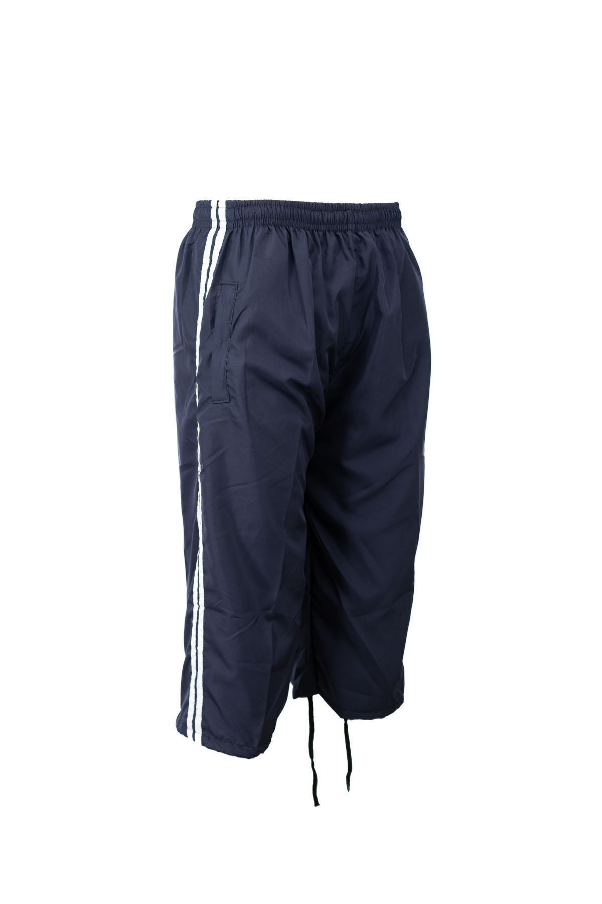 Erkek Deniz Havuz Şort Kapri Şeritli Beli Lastikli ve Bağcıklı Cepli SuTutmayan Hafif Kumaş