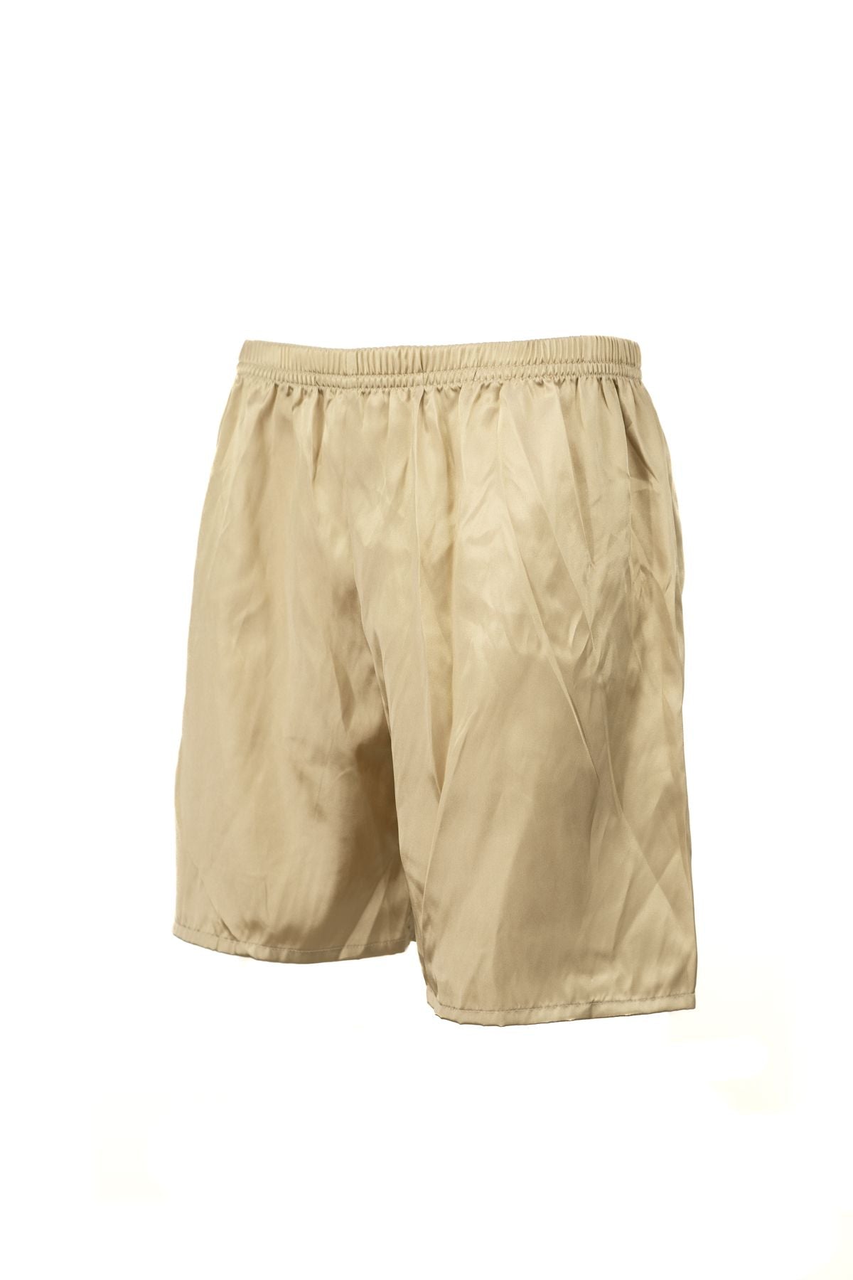 Erkek Saten Kumaş Şort Düz Renk Beli Lastikli Cepsiz Hafif Kumaş