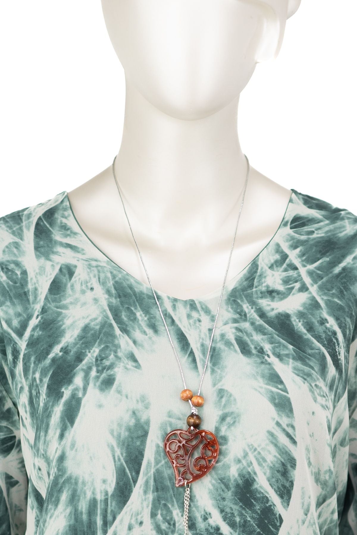 Kadın Klasik Şifon Anne Bluz Viskoz Kumaş Sanat Desenli Kolyeli Astarlı RahatKesim Tam Kalıp