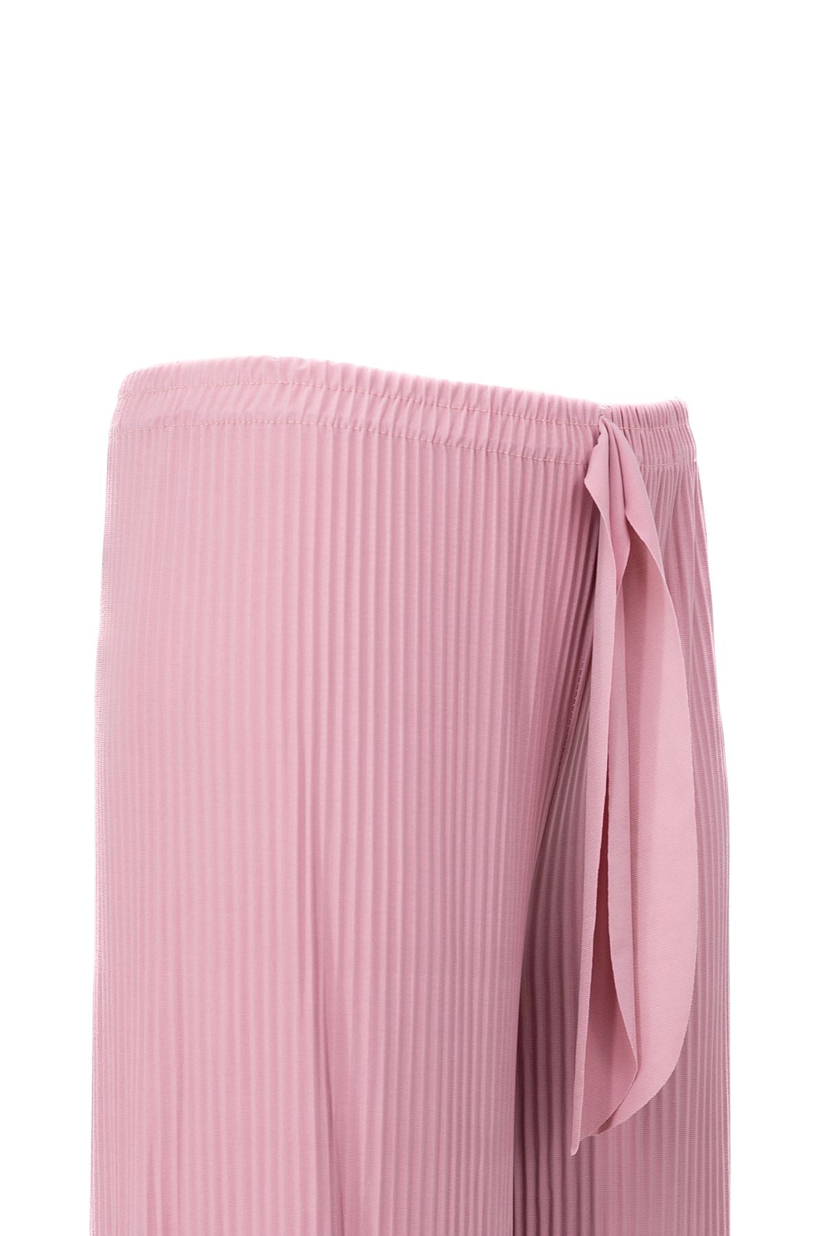 Kadın Likralı Viskon Sandy Kumaş Pantolon Magnolya Beli Lastikli Piliseli Kumaş Detaylı