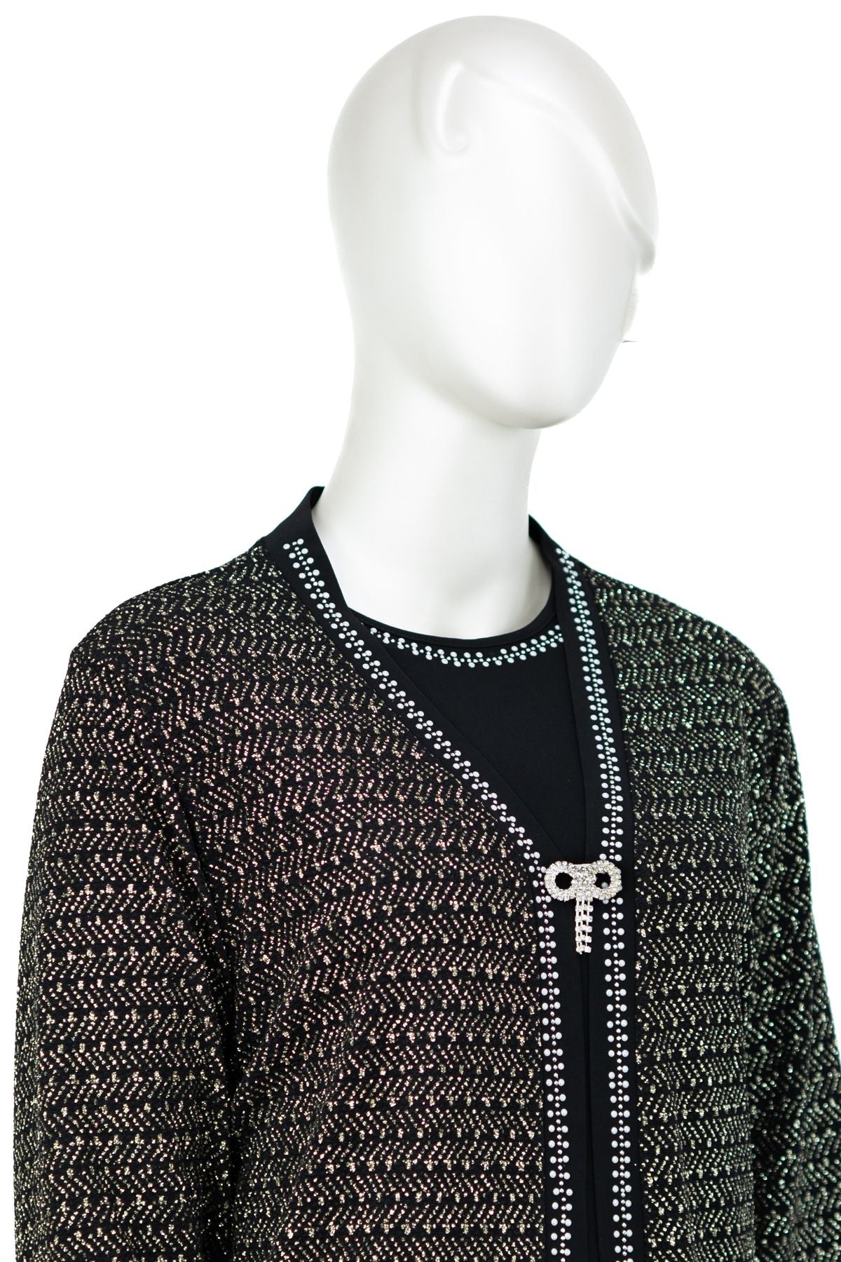 Kadın Sandy Kumaş Anne ikili Takım Önü Broşlu Şık Boncuklu ve Pullu Rahat Kesim Tam Kalıp