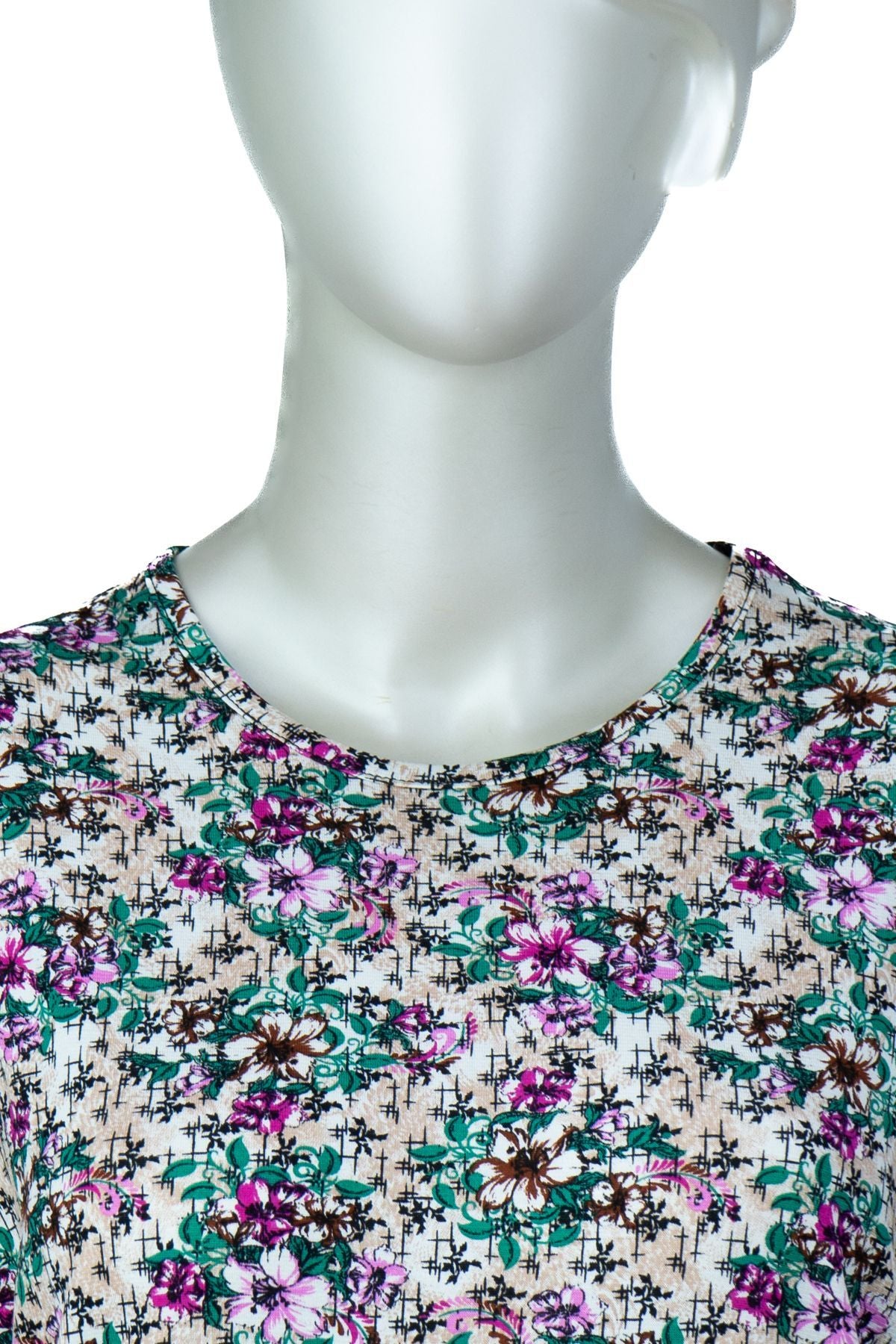 Kadın Anne Bluz Turlu Viskon Penye Kumaş Bahar Bahçesi Desenli Likralı Rahat Kesim Tam Kalıp