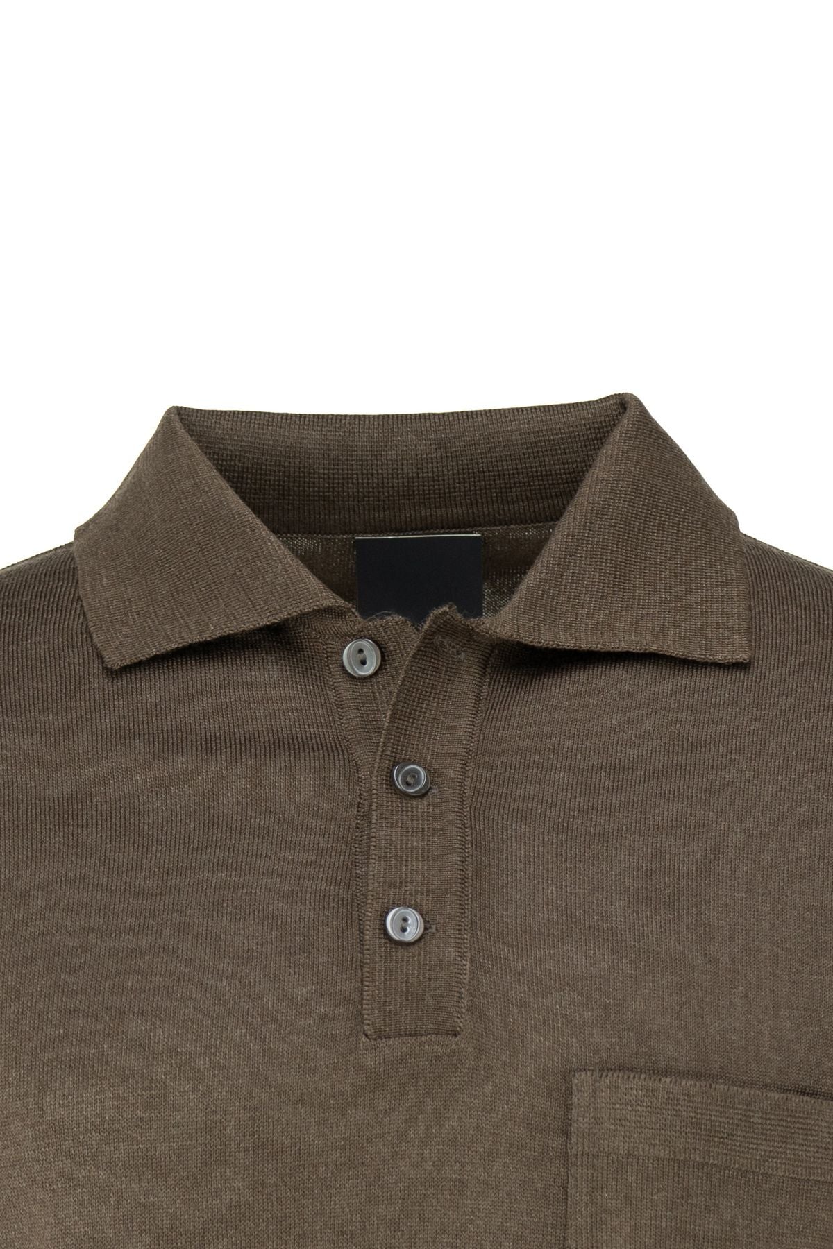 Erkek Yün Tarzı Örme Polo Yaka Kazak Uzun Kollu Klasik Model Cepli Rahat Kesim Tam Kalıp