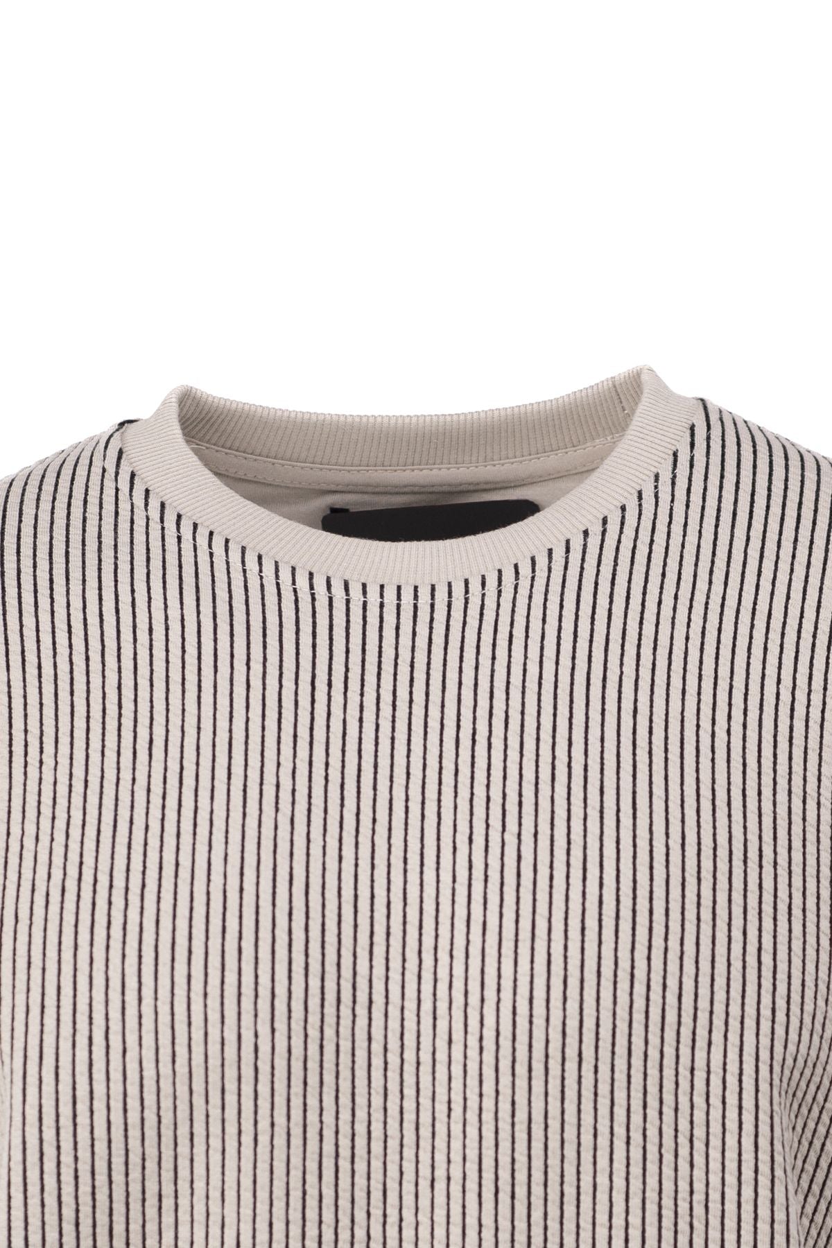 Erkek Mevsimlik Doğal Pamuklu Sweatshirt Bisiklet Yaka Çizgili Rahat Kesim Tam Kalıp