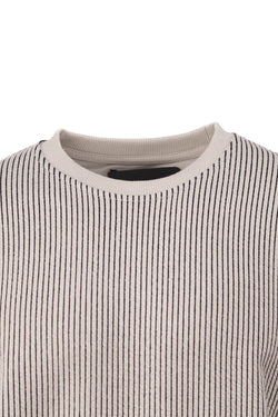 Erkek Mevsimlik Doğal Pamuklu Sweatshirt Bisiklet Yaka Çizgili Rahat Kesim Tam Kalıp