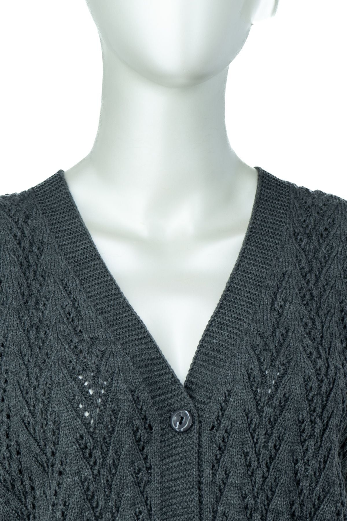 Kadın Kışlık Pamuklu Triko Klasik Örme Anne Yelek Kilim Örgü Model Önden Düğmeli Çift Cepli