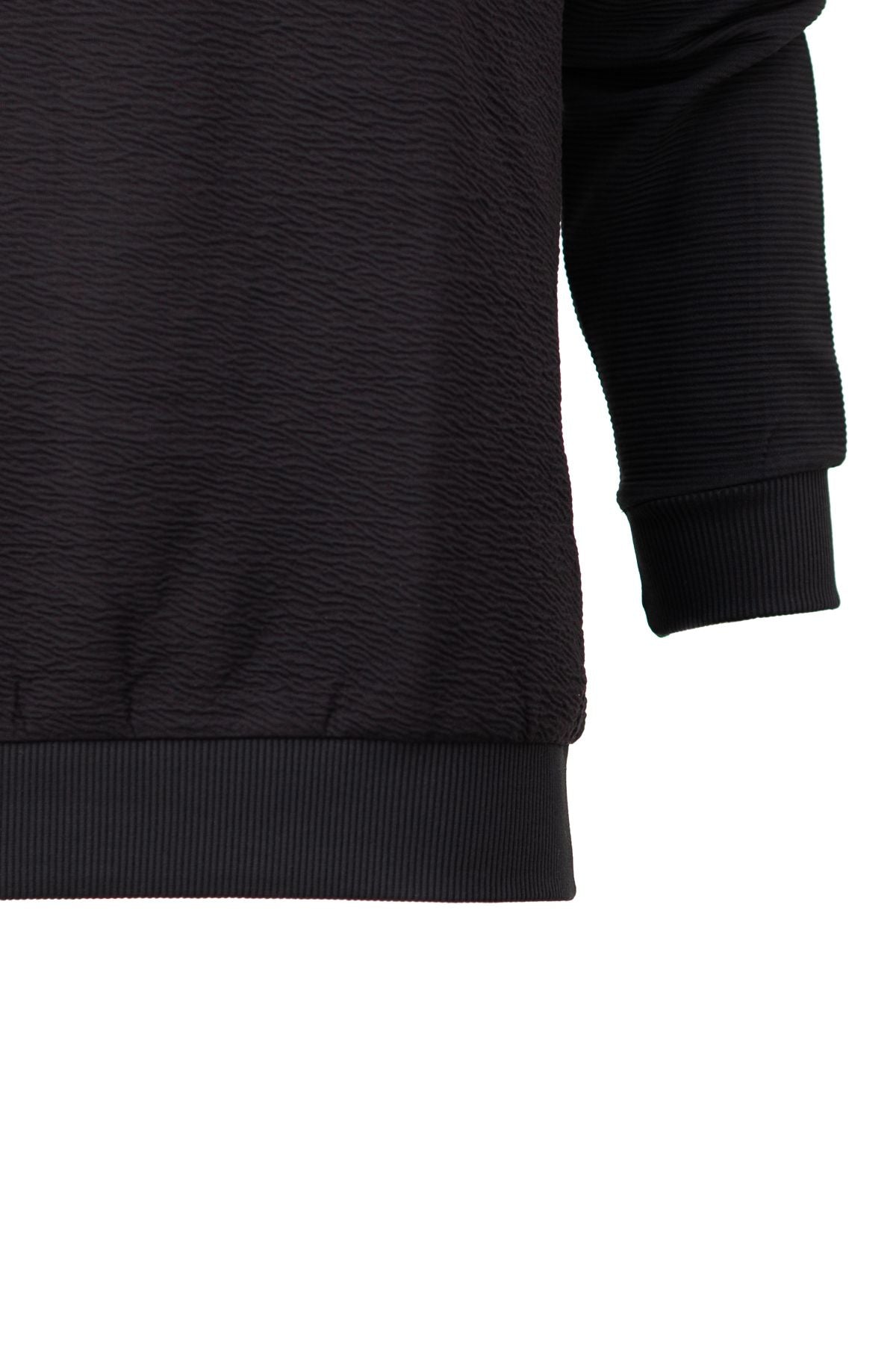 Erkek Mevsimlik Doğal Pamuklu Şık Sweatshirt Bisiklet Yaka Panolu Rahat Kesim Tam Kalıp
