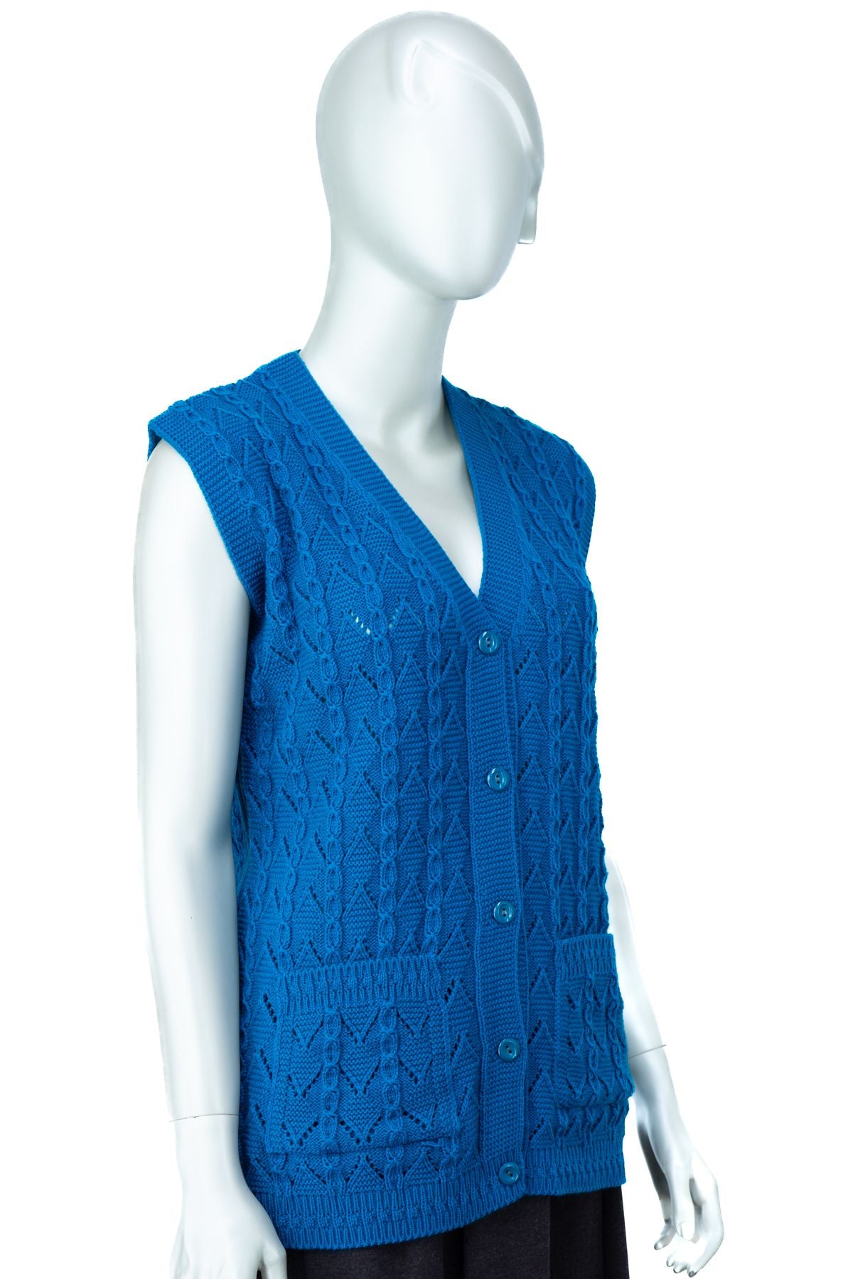 Kadın Kışlık Pamuklu Triko Örme Anne Yelek Bahar Model Önden Düğmeli Çift Cepli Rahat Kesim