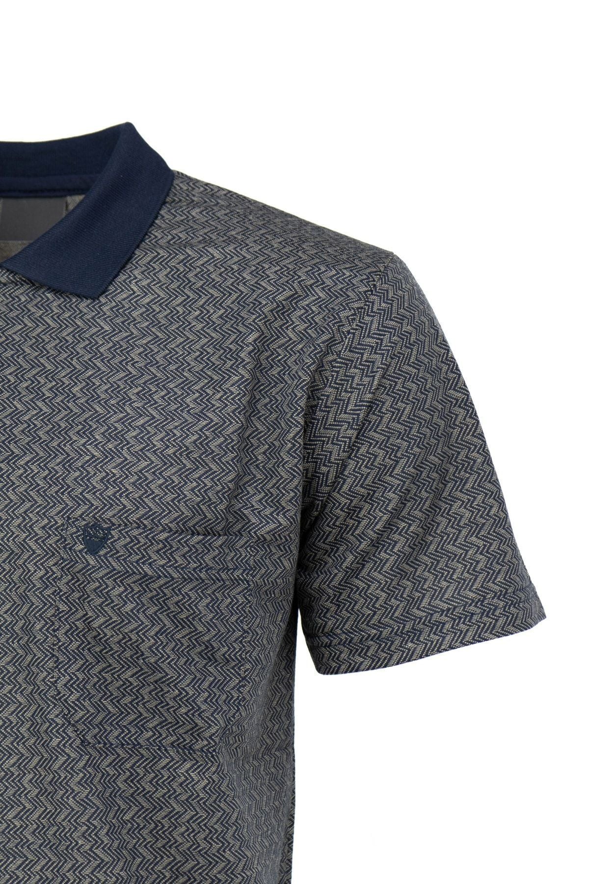 Erkek Polo Yaka Şık Desenli Cepli Kısa Kollu Rahat Tam Kalıp Premium Pamuklu Kumaş T-shirt