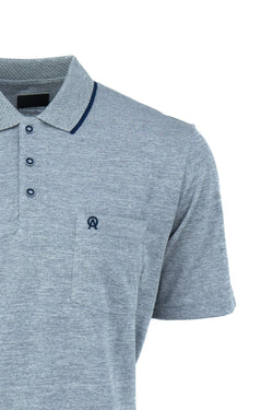 Erkek Polo Yaka Cepli Kısa Kol Puntolu Kırçıllı Desenli Tam Kalıp Pamuklu Kumaş T-shirt