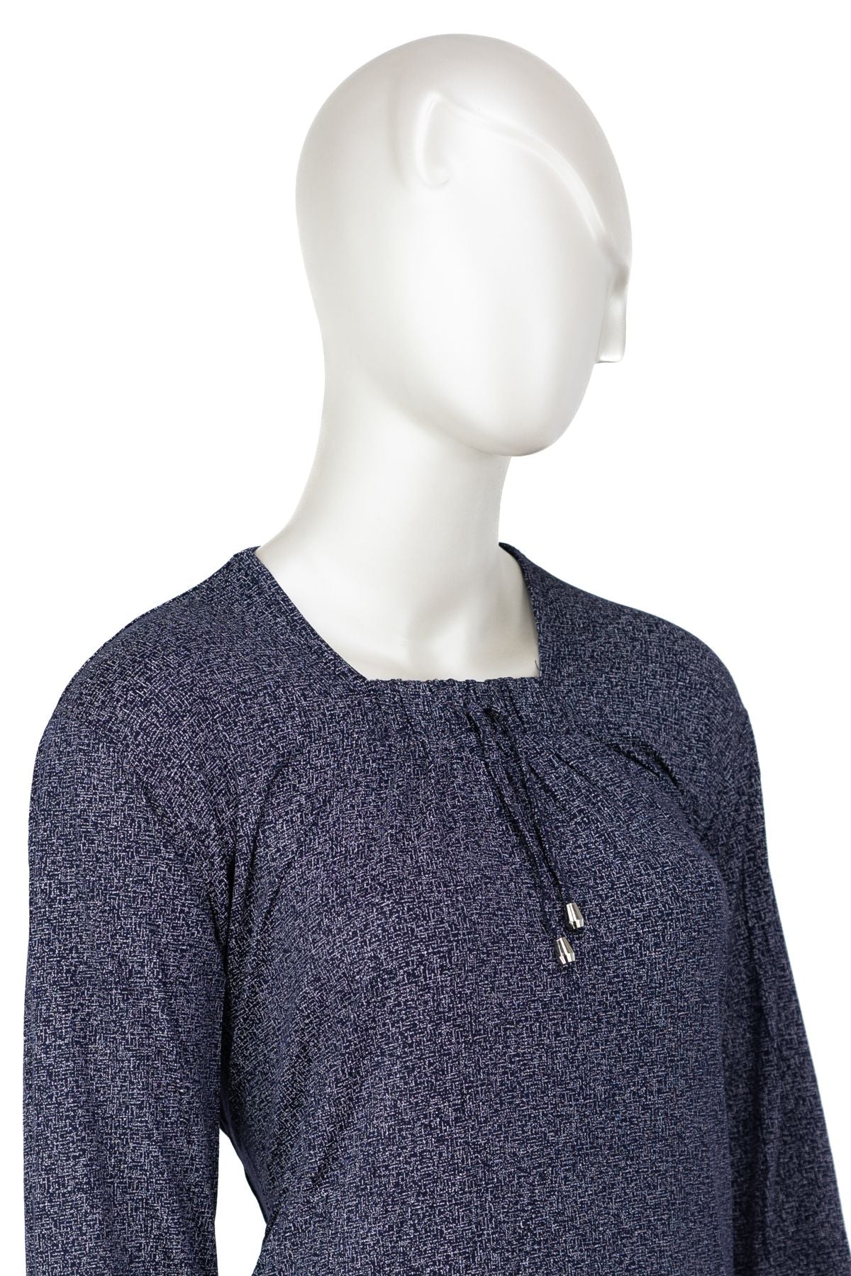 Kadın Turlu Viskon Penye Kumaş Anne Bluz Şık Kum Desenli Likralı Kare Yaka Uzun Kol TamKalıp